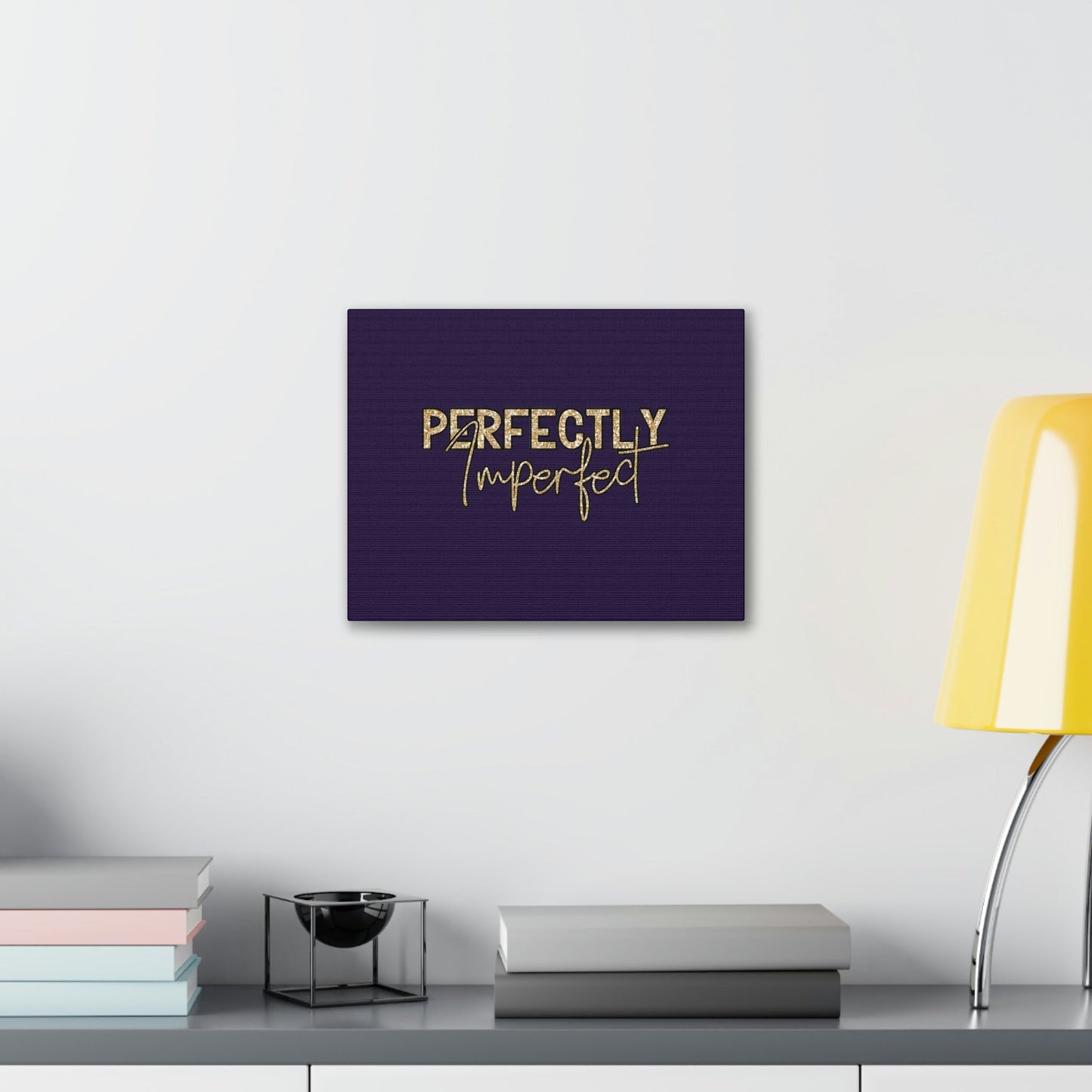 Scripture Walls Perfectly Imperfect Genesis 1:27 Gold Glitter Purple Bible Canvas Christian Wall Art Ready to Hang Unframed-Express Your Love Gifts