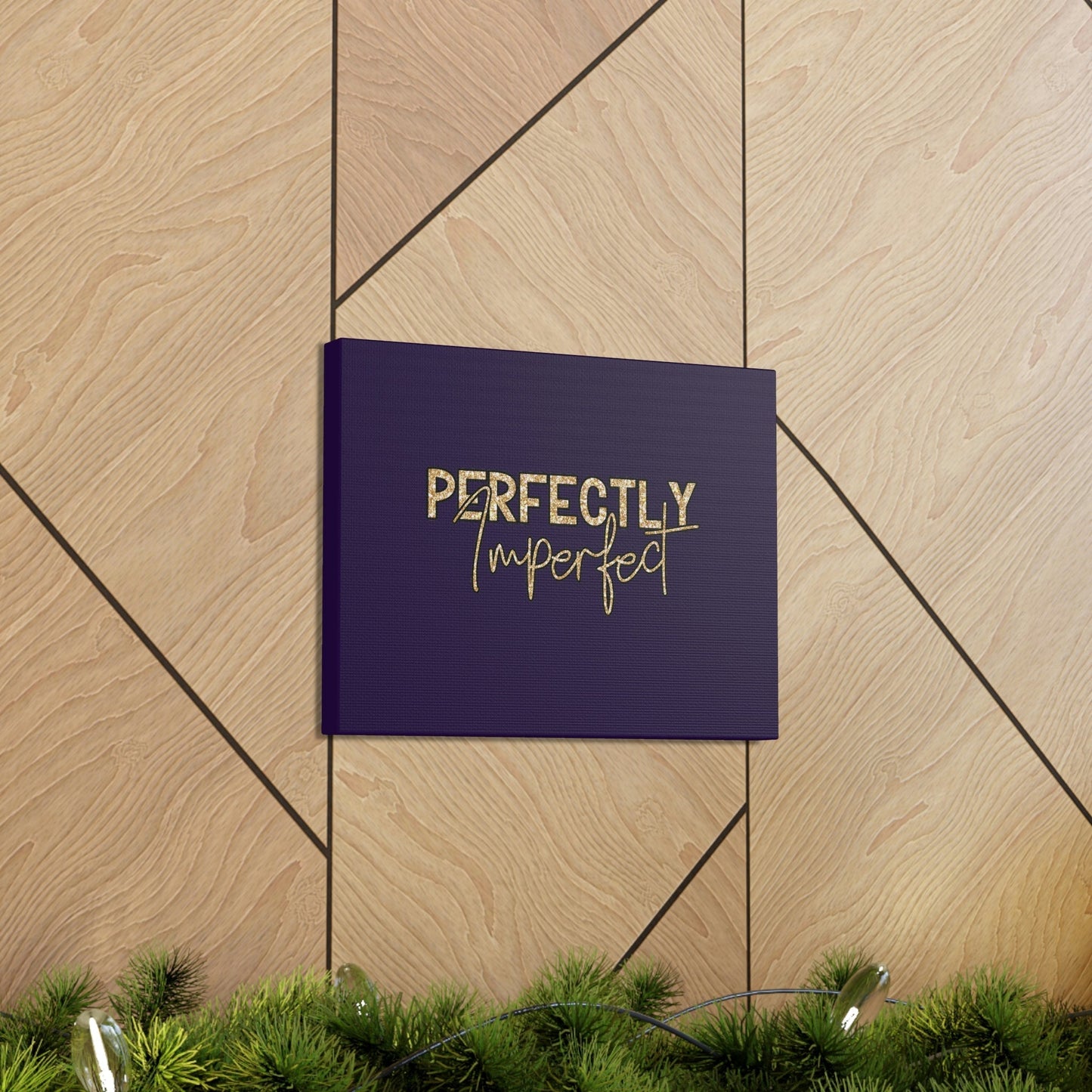 Scripture Walls Perfectly Imperfect Genesis 1:27 Gold Glitter Purple Bible Canvas Christian Wall Art Ready to Hang Unframed-Express Your Love Gifts