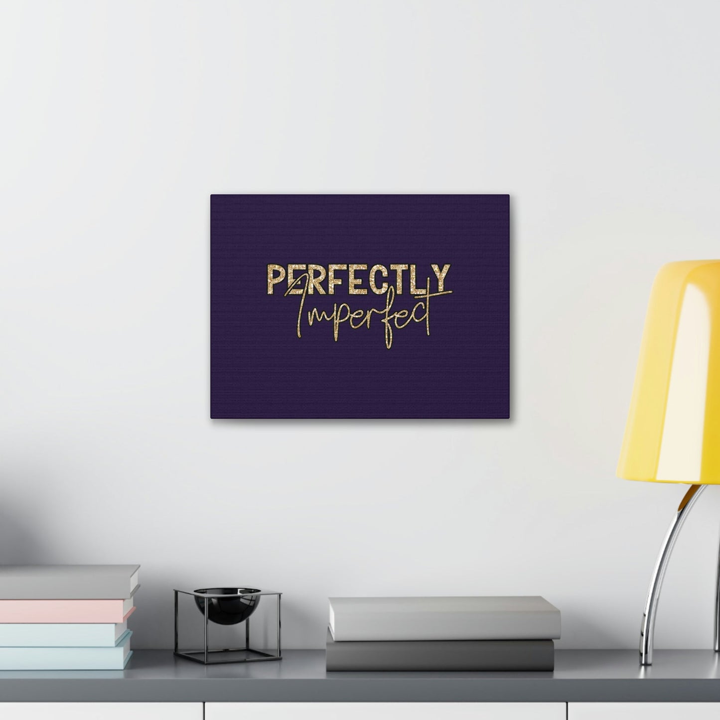 Scripture Walls Perfectly Imperfect Genesis 1:27 Gold Glitter Purple Bible Canvas Christian Wall Art Ready to Hang Unframed-Express Your Love Gifts