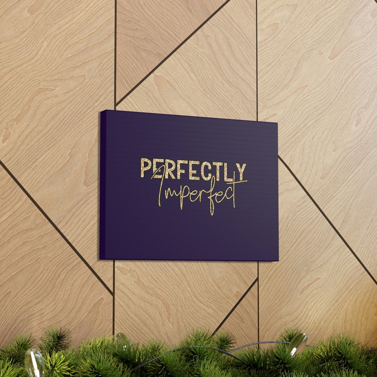 Scripture Walls Perfectly Imperfect Genesis 1:27 Gold Glitter Purple Bible Canvas Christian Wall Art Ready to Hang Unframed-Express Your Love Gifts