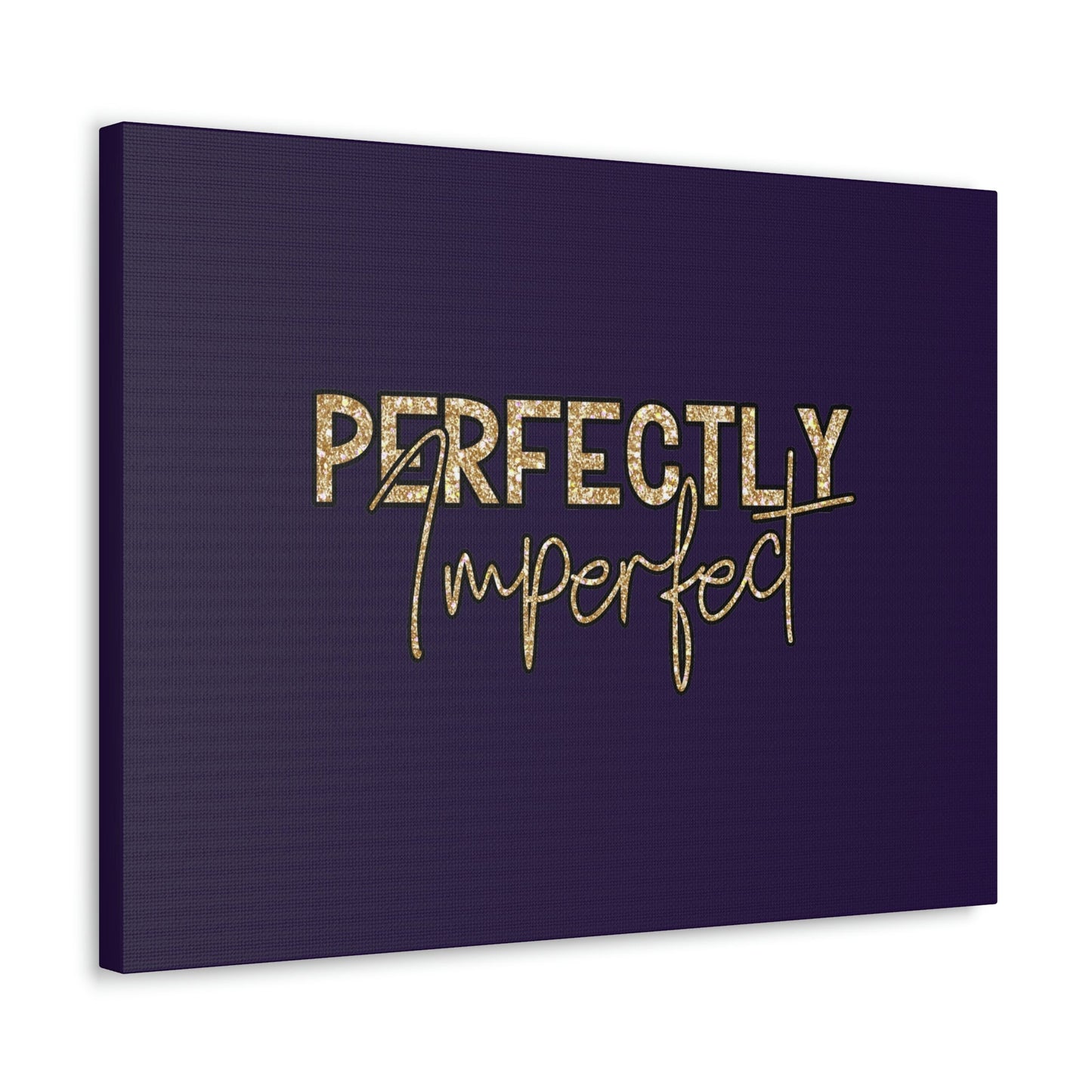Scripture Walls Perfectly Imperfect Genesis 1:27 Gold Glitter Purple Bible Canvas Christian Wall Art Ready to Hang Unframed-Express Your Love Gifts