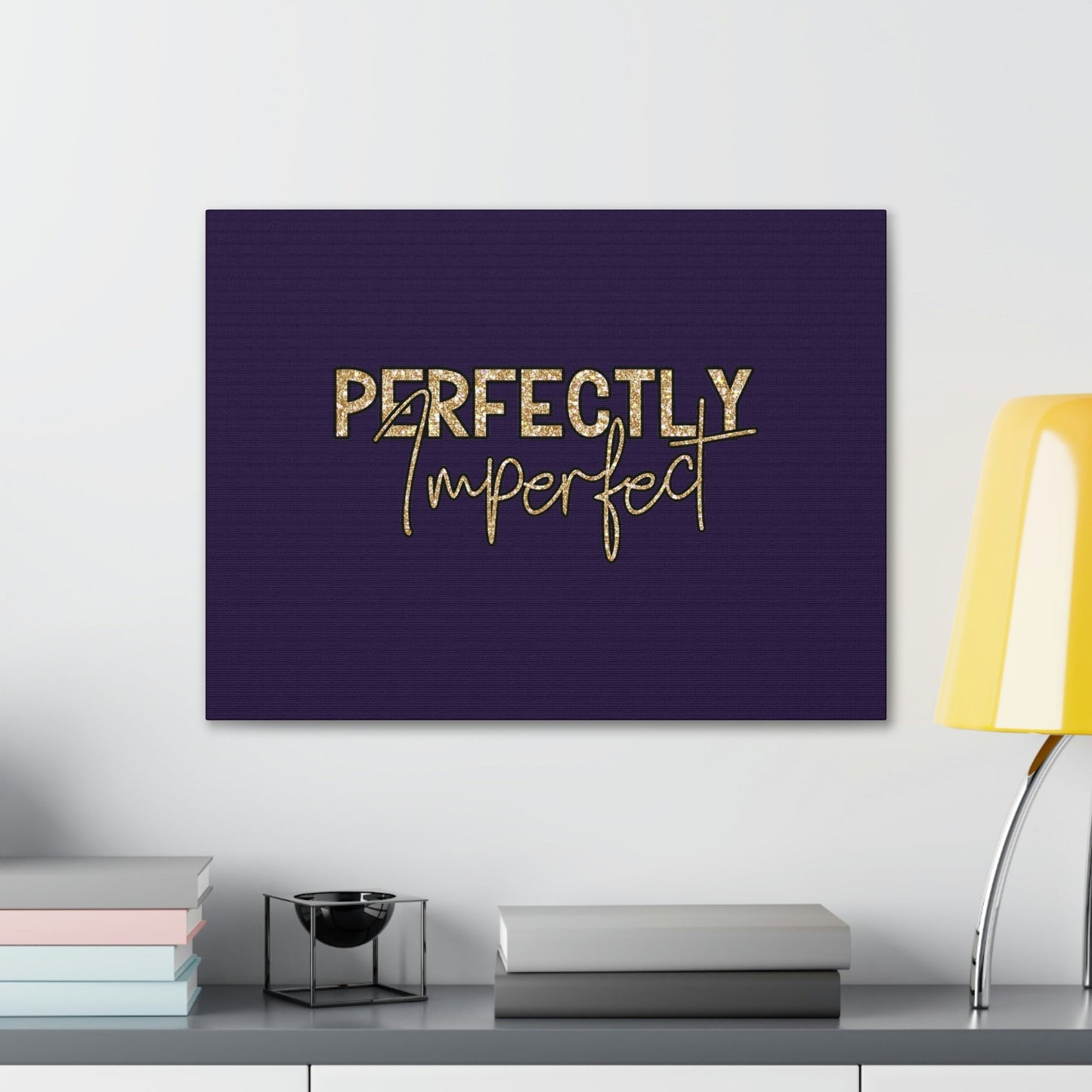 Scripture Walls Perfectly Imperfect Genesis 1:27 Gold Glitter Purple Bible Canvas Christian Wall Art Ready to Hang Unframed-Express Your Love Gifts