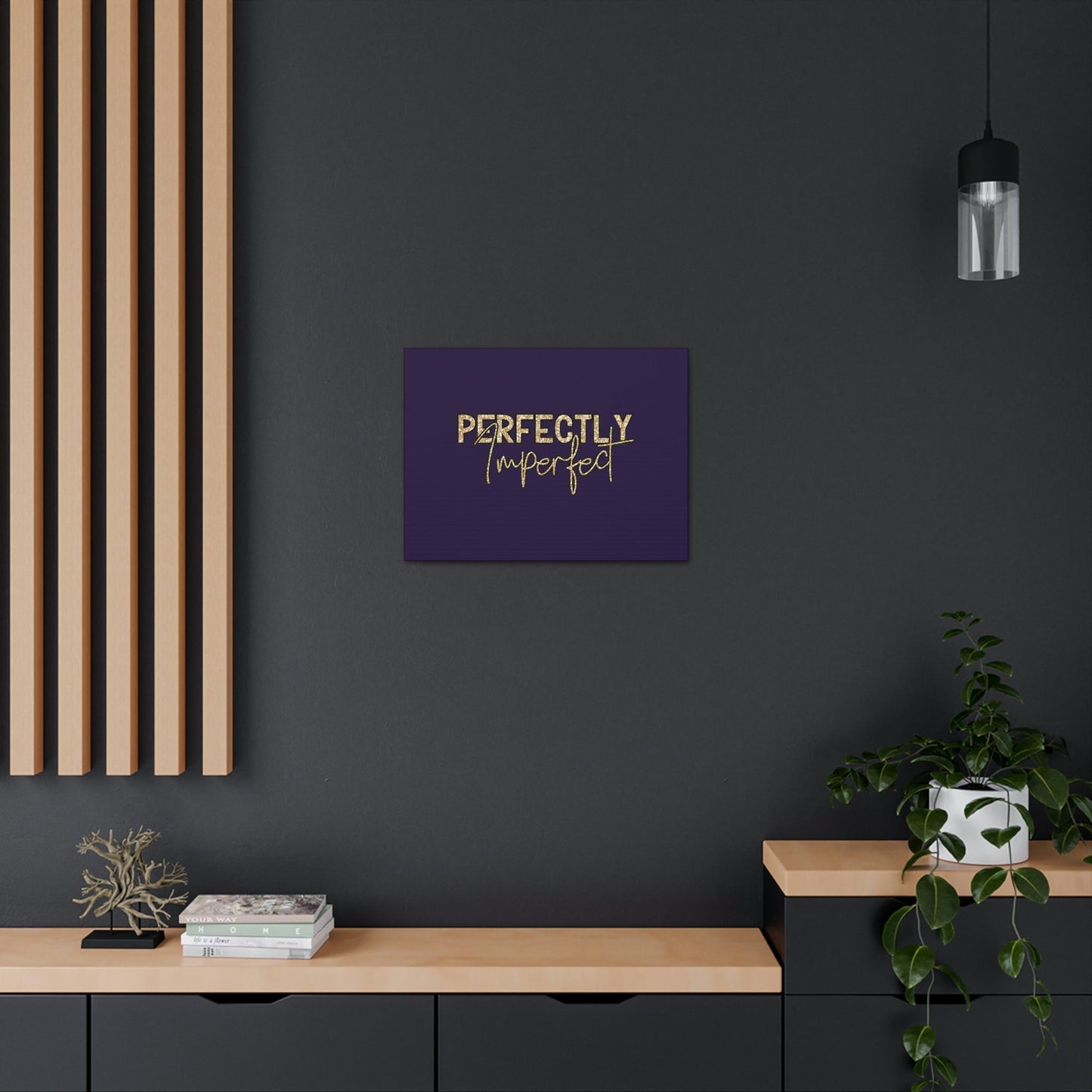 Scripture Walls Perfectly Imperfect Genesis 1:27 Gold Glitter Purple Bible Canvas Christian Wall Art Ready to Hang Unframed-Express Your Love Gifts