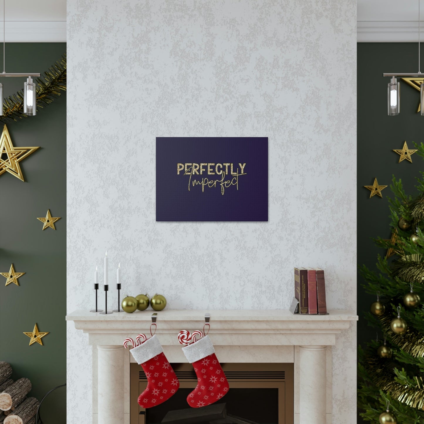 Scripture Walls Perfectly Imperfect Genesis 1:27 Gold Glitter Purple Bible Canvas Christian Wall Art Ready to Hang Unframed-Express Your Love Gifts