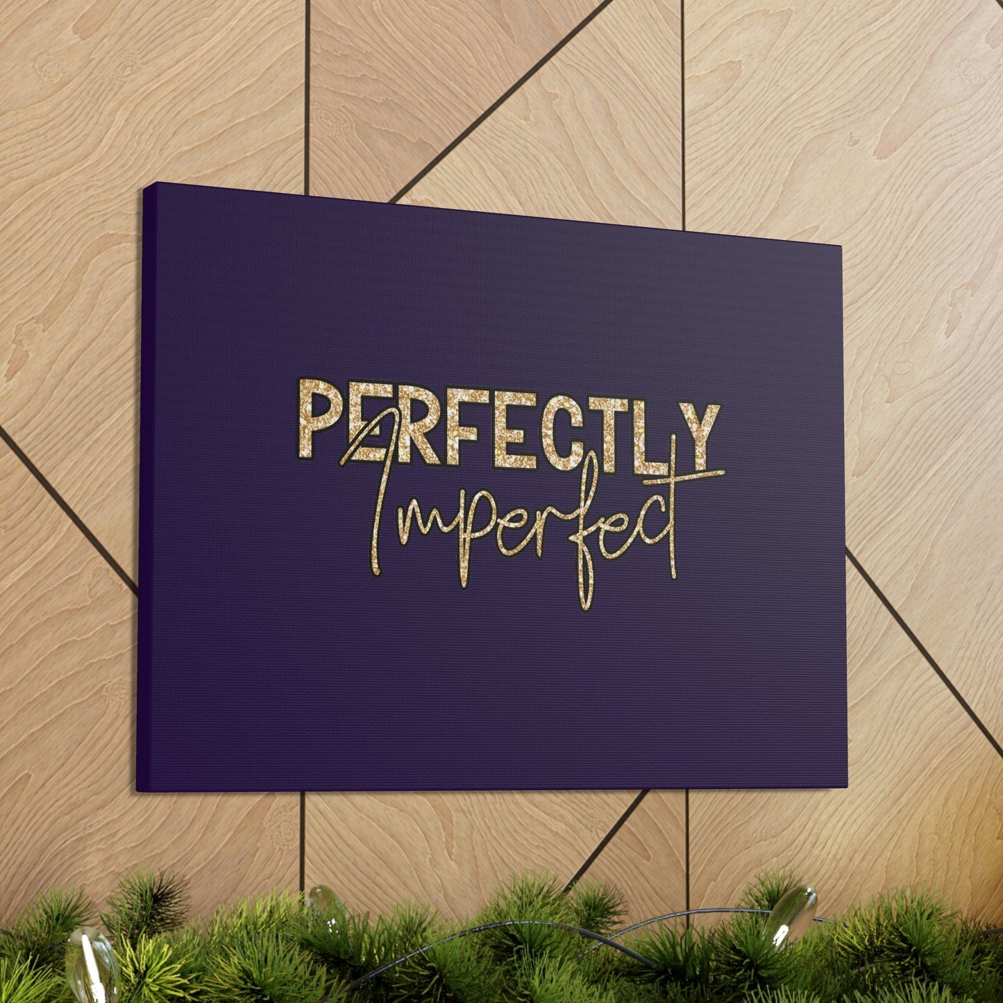 Scripture Walls Perfectly Imperfect Genesis 1:27 Gold Glitter Purple Bible Canvas Christian Wall Art Ready to Hang Unframed-Express Your Love Gifts
