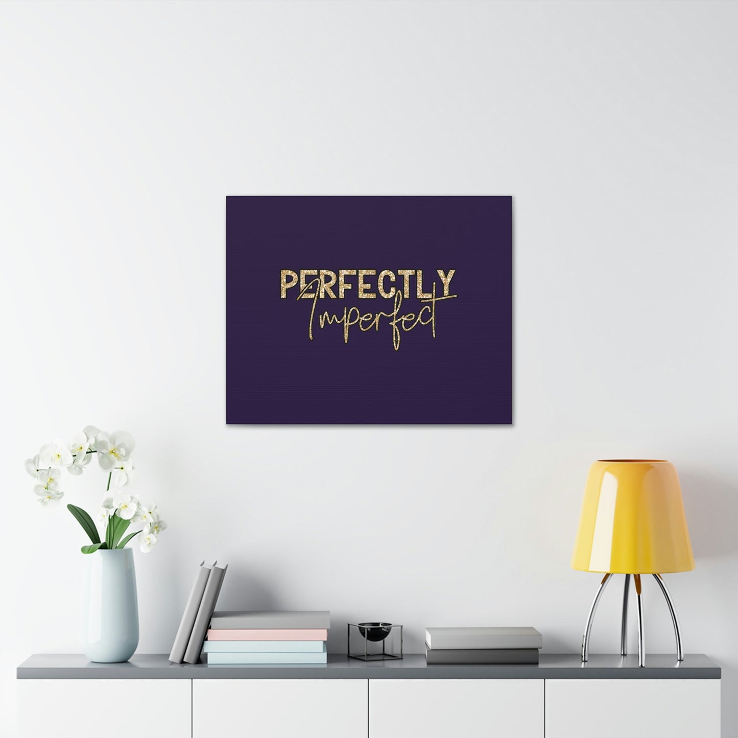 Scripture Walls Perfectly Imperfect Genesis 1:27 Gold Glitter Purple Bible Canvas Christian Wall Art Ready to Hang Unframed-Express Your Love Gifts