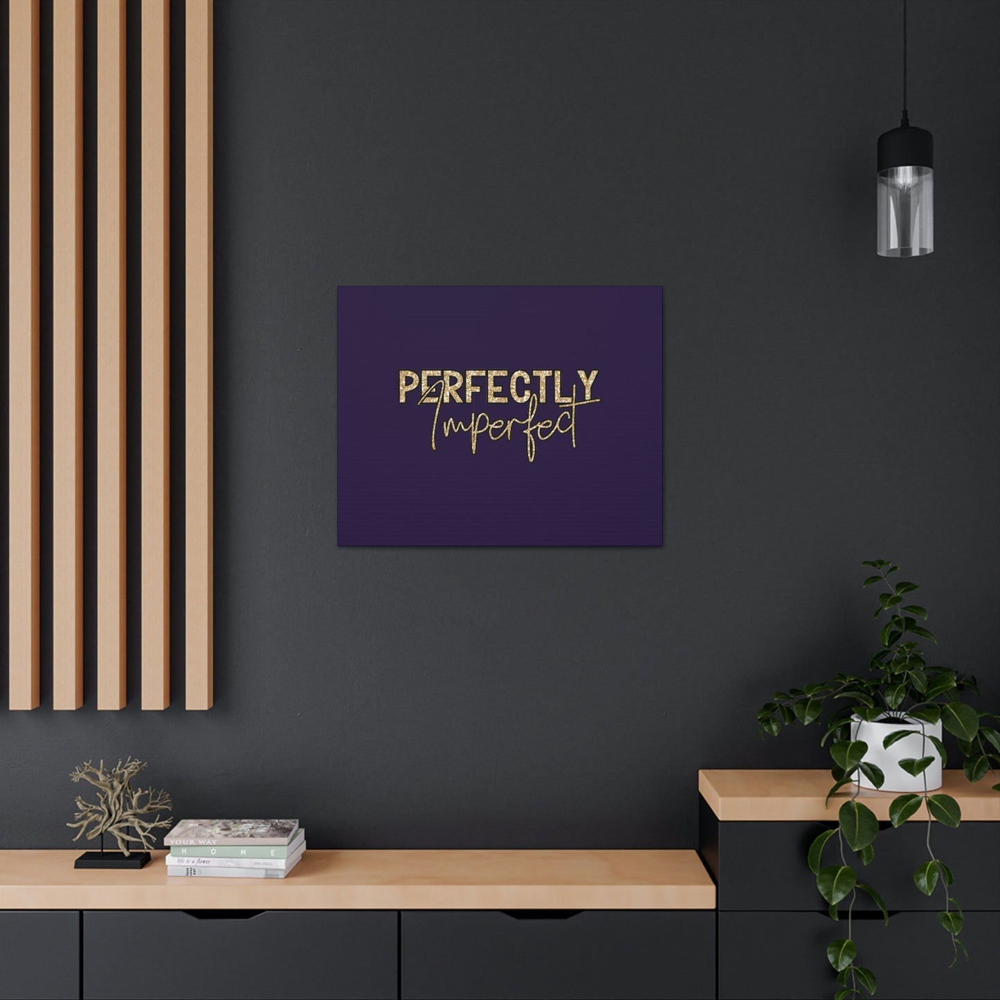 Scripture Walls Perfectly Imperfect Genesis 1:27 Gold Glitter Purple Bible Canvas Christian Wall Art Ready to Hang Unframed-Express Your Love Gifts