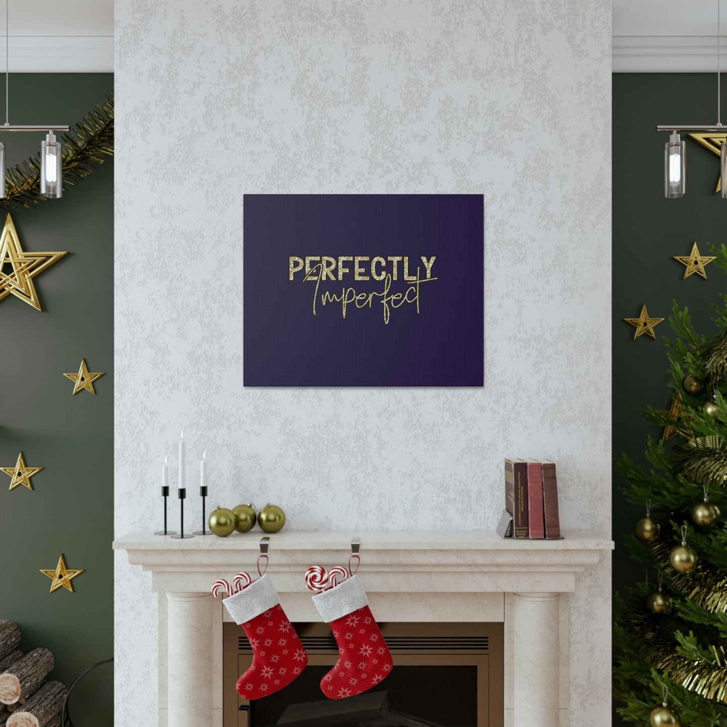 Scripture Walls Perfectly Imperfect Genesis 1:27 Gold Glitter Purple Bible Canvas Christian Wall Art Ready to Hang Unframed-Express Your Love Gifts