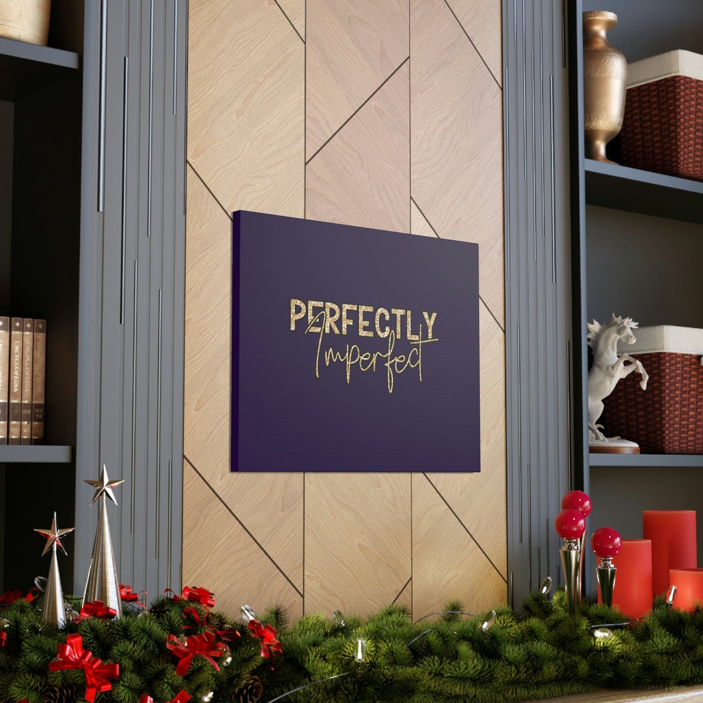 Scripture Walls Perfectly Imperfect Genesis 1:27 Gold Glitter Purple Bible Canvas Christian Wall Art Ready to Hang Unframed-Express Your Love Gifts
