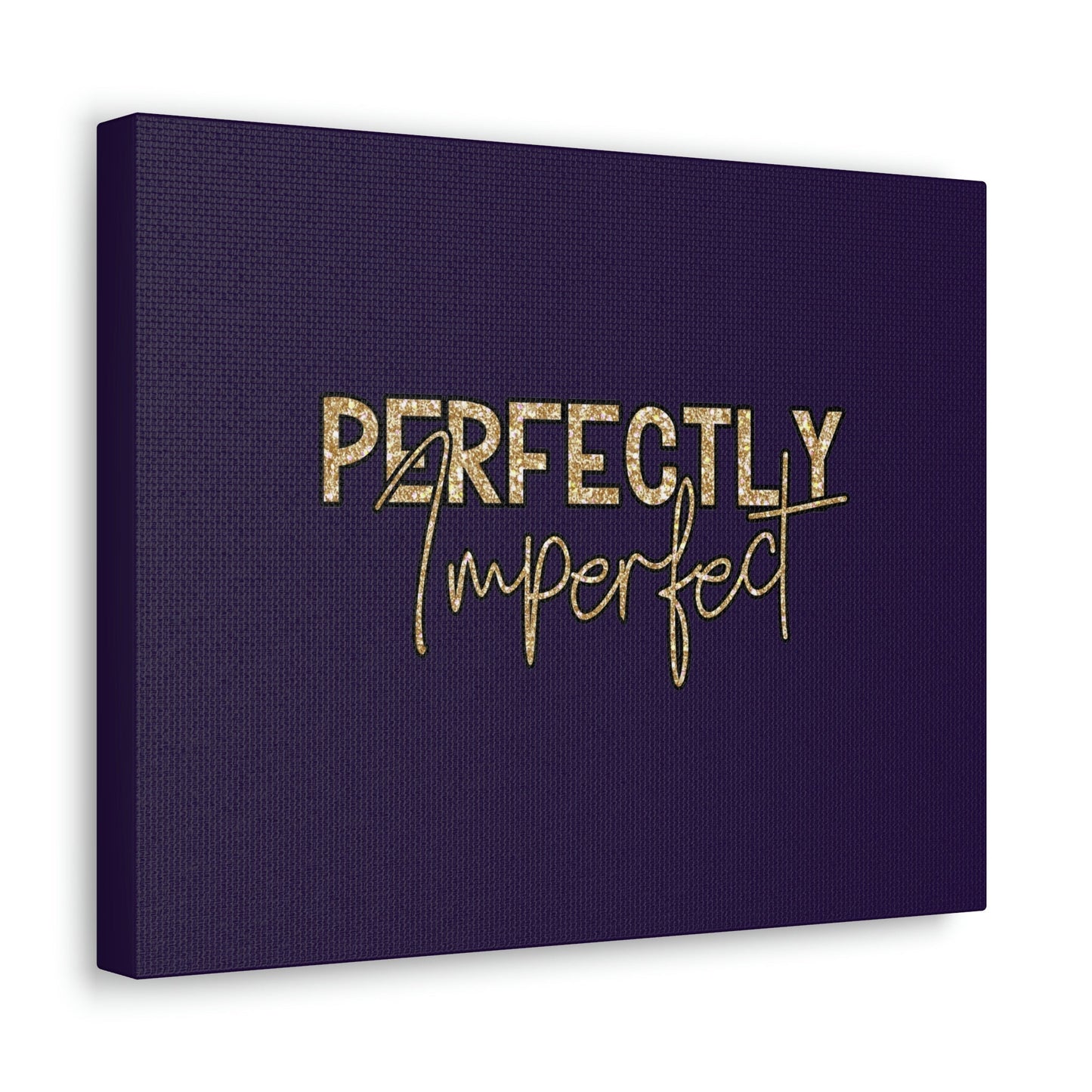Scripture Walls Perfectly Imperfect Genesis 1:27 Gold Glitter Purple Bible Canvas Christian Wall Art Ready to Hang Unframed-Express Your Love Gifts