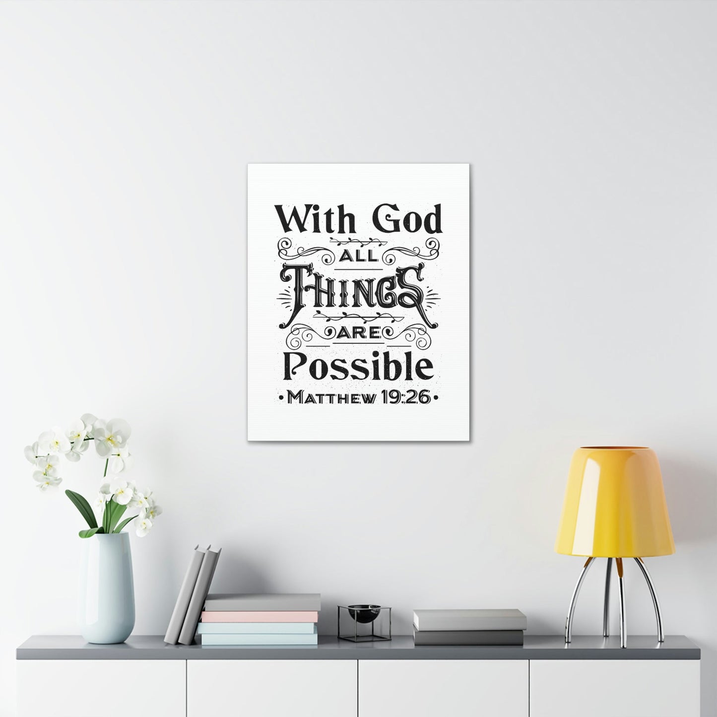 Possible Matthew 19:26 Christian Wall Art Bible Verse Print Ready to Hang Unframed-Express Your Love Gifts