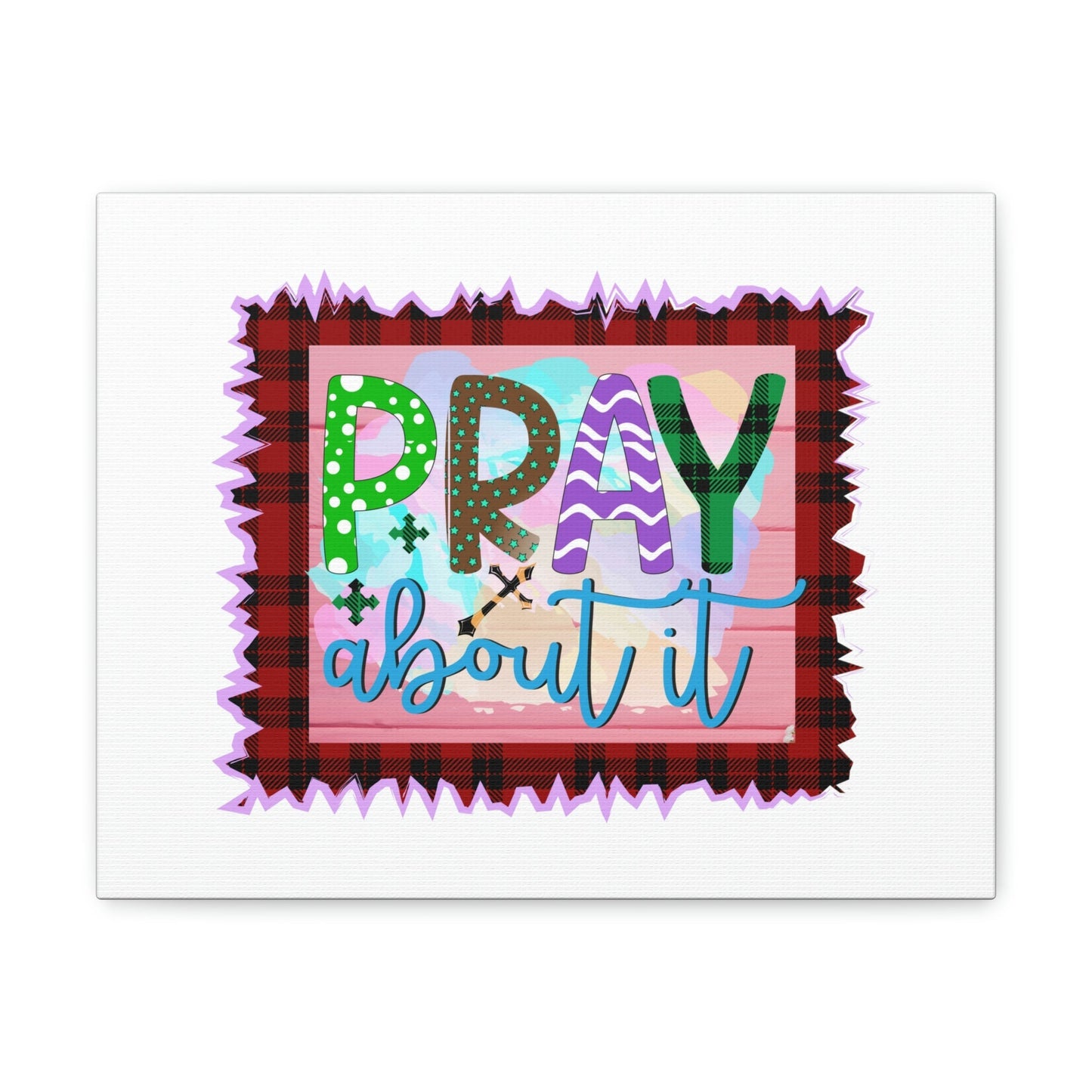 Pray About It Mark 11:24 Red Checkered Christian Wall Art Bible Verse Print Ready to Hang Unframed-Express Your Love Gifts