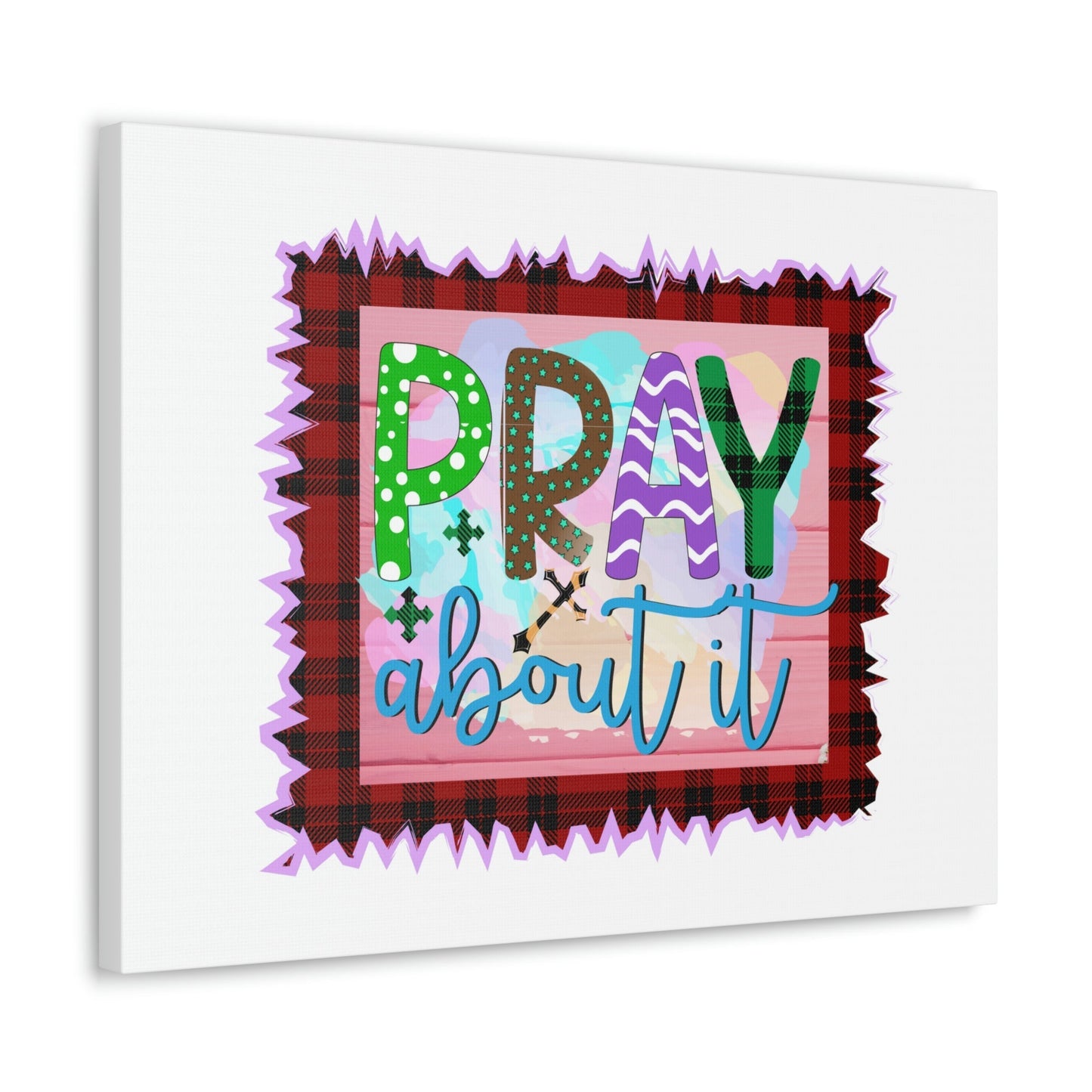 Pray About It Mark 11:24 Red Checkered Christian Wall Art Bible Verse Print Ready to Hang Unframed-Express Your Love Gifts