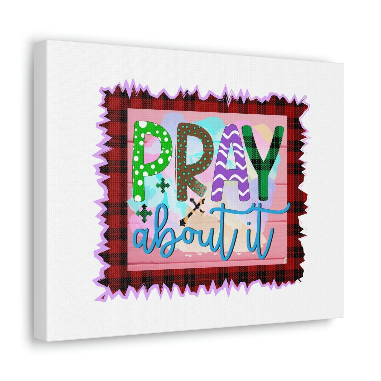 Pray About It Mark 11:24 Red Checkered Christian Wall Art Bible Verse Print Ready to Hang Unframed-Express Your Love Gifts