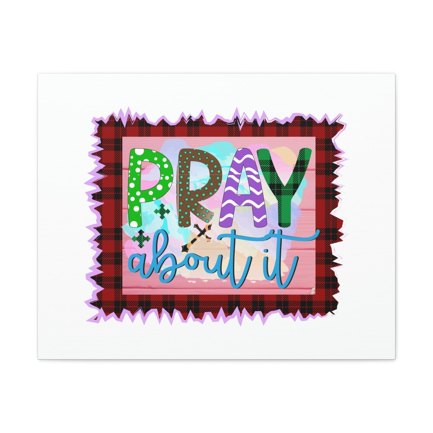 Pray About It Mark 11:24 Red Checkered Christian Wall Art Bible Verse Print Ready to Hang Unframed-Express Your Love Gifts