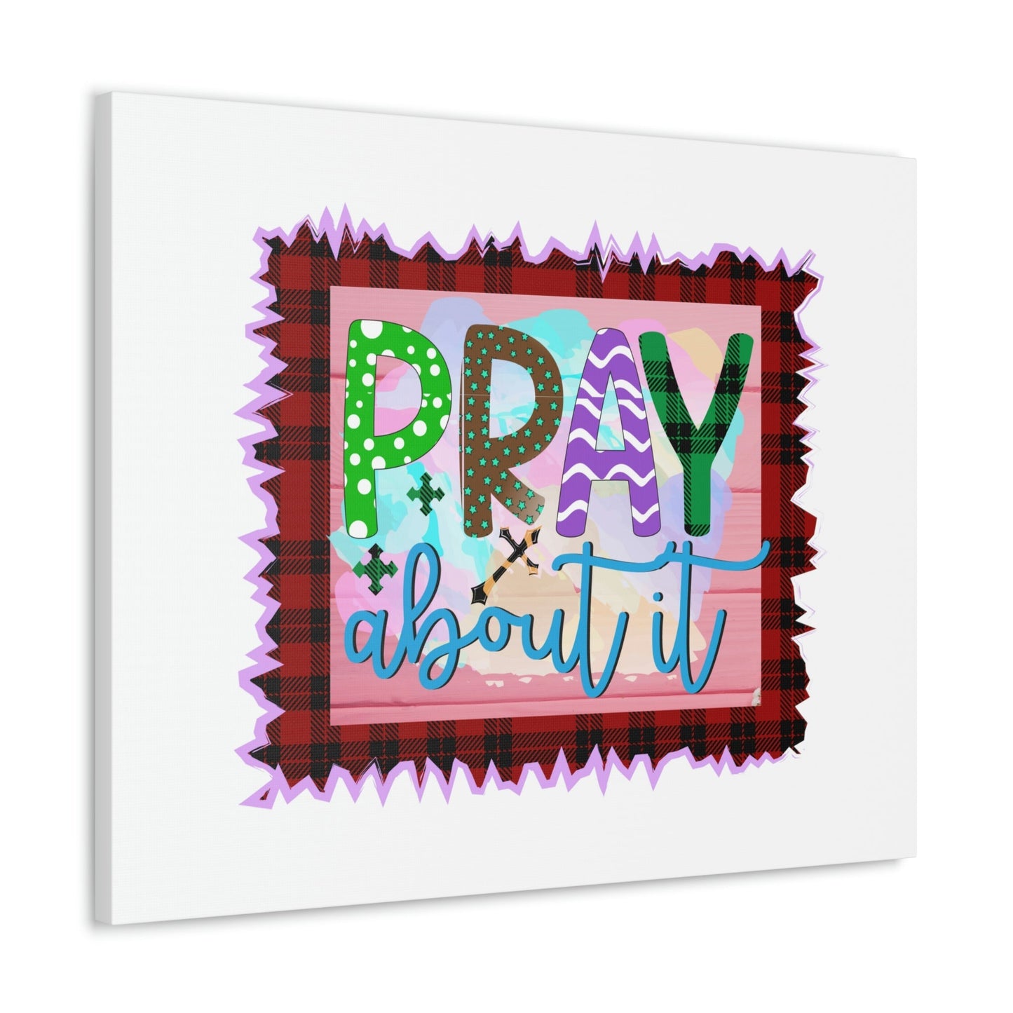 Pray About It Mark 11:24 Red Checkered Christian Wall Art Bible Verse Print Ready to Hang Unframed-Express Your Love Gifts