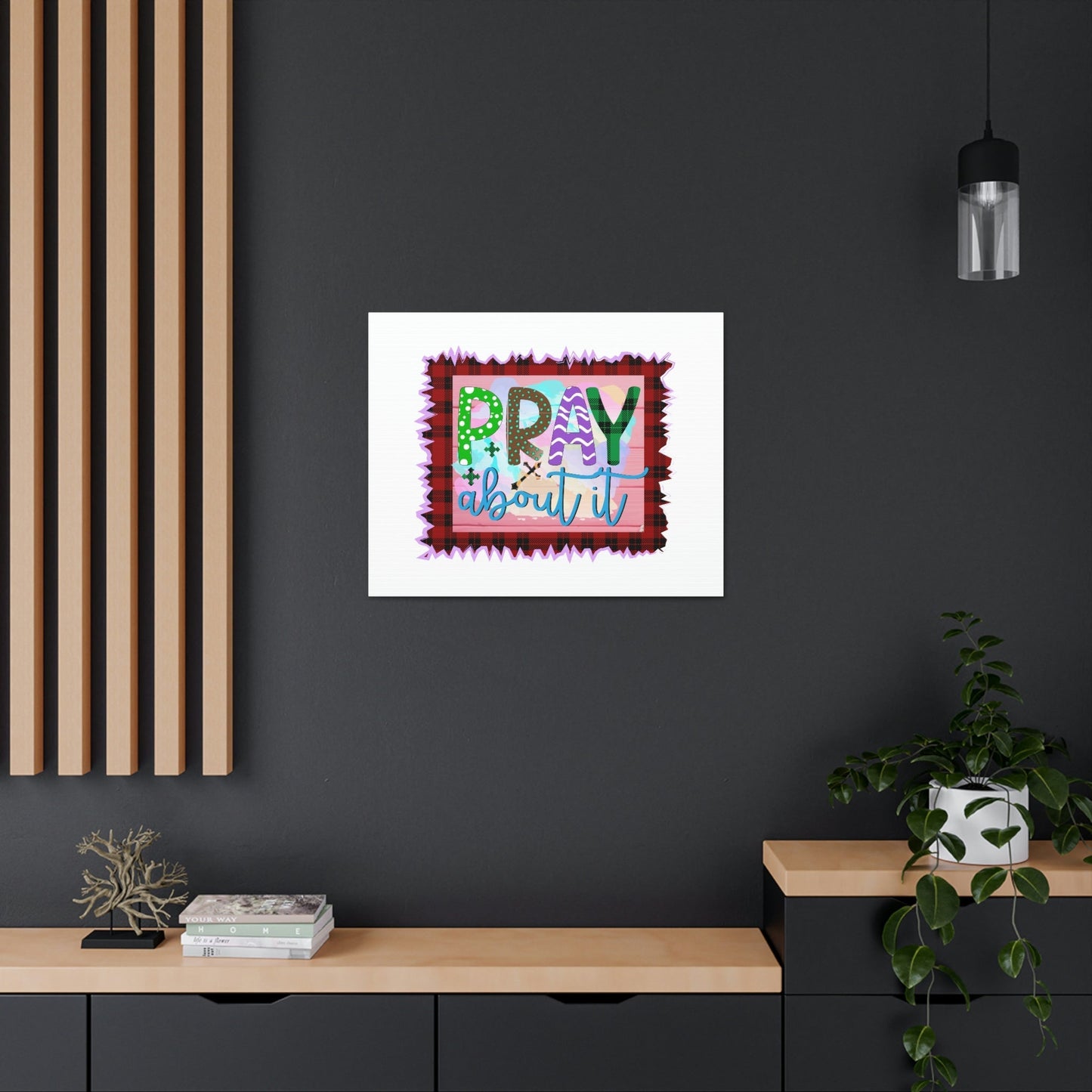 Pray About It Mark 11:24 Red Checkered Christian Wall Art Bible Verse Print Ready to Hang Unframed-Express Your Love Gifts