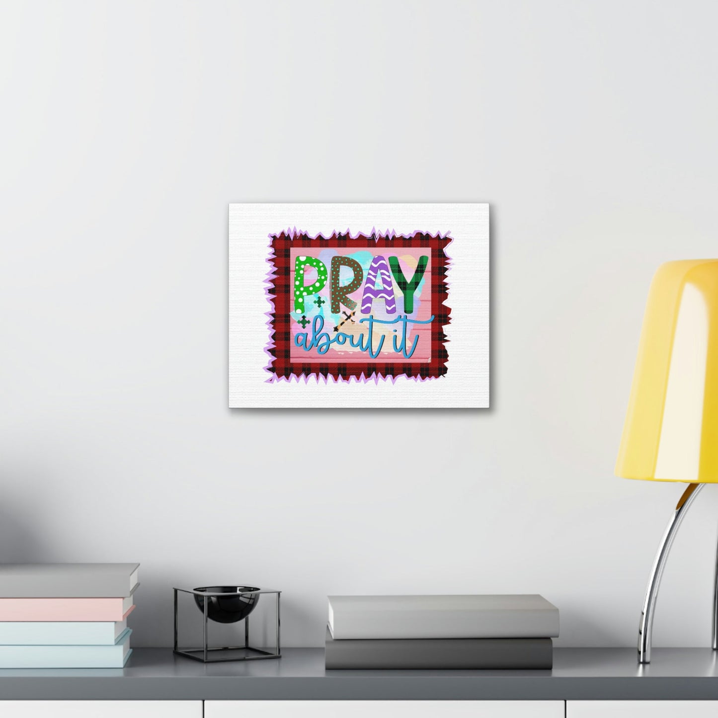 Pray About It Mark 11:24 Red Checkered Christian Wall Art Bible Verse Print Ready to Hang Unframed-Express Your Love Gifts