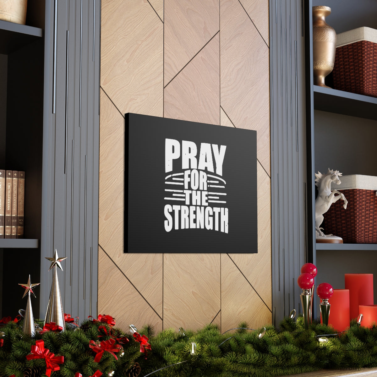Pray For The Strength Isaiah 41:10 Black Christian Wall Art Bible Verse Print Ready to Hang Unframed-Express Your Love Gifts