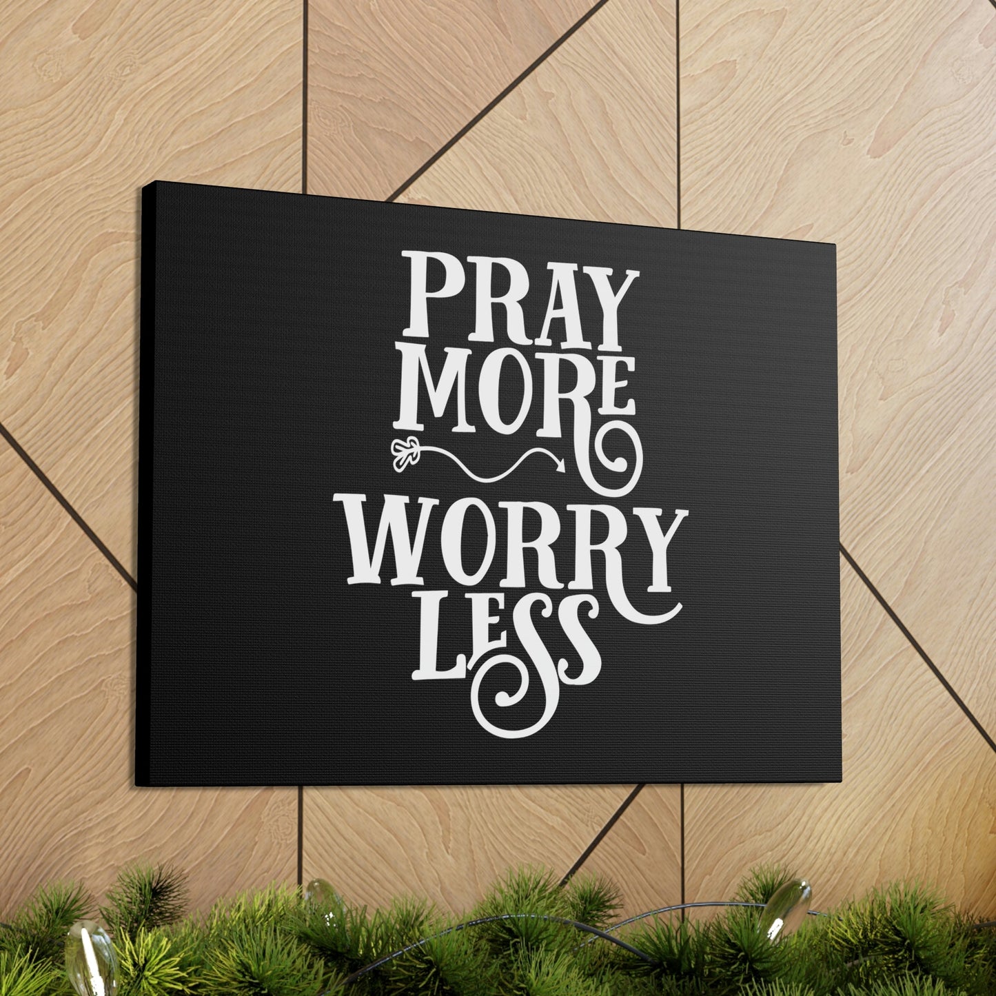 Pray More, Worry Less Philippians 4:6 Curvy Arrow Christian Wall Art Bible Verse Print Ready to Hang Unframed-Express Your Love Gifts