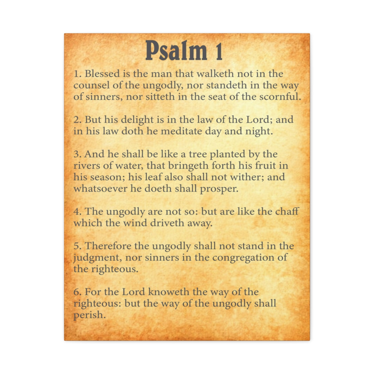 Scripture Walls Psalm 1 Chapter Gold Bible Canvas Christian Wall Art Ready to Hang Unframed-Express Your Love Gifts
