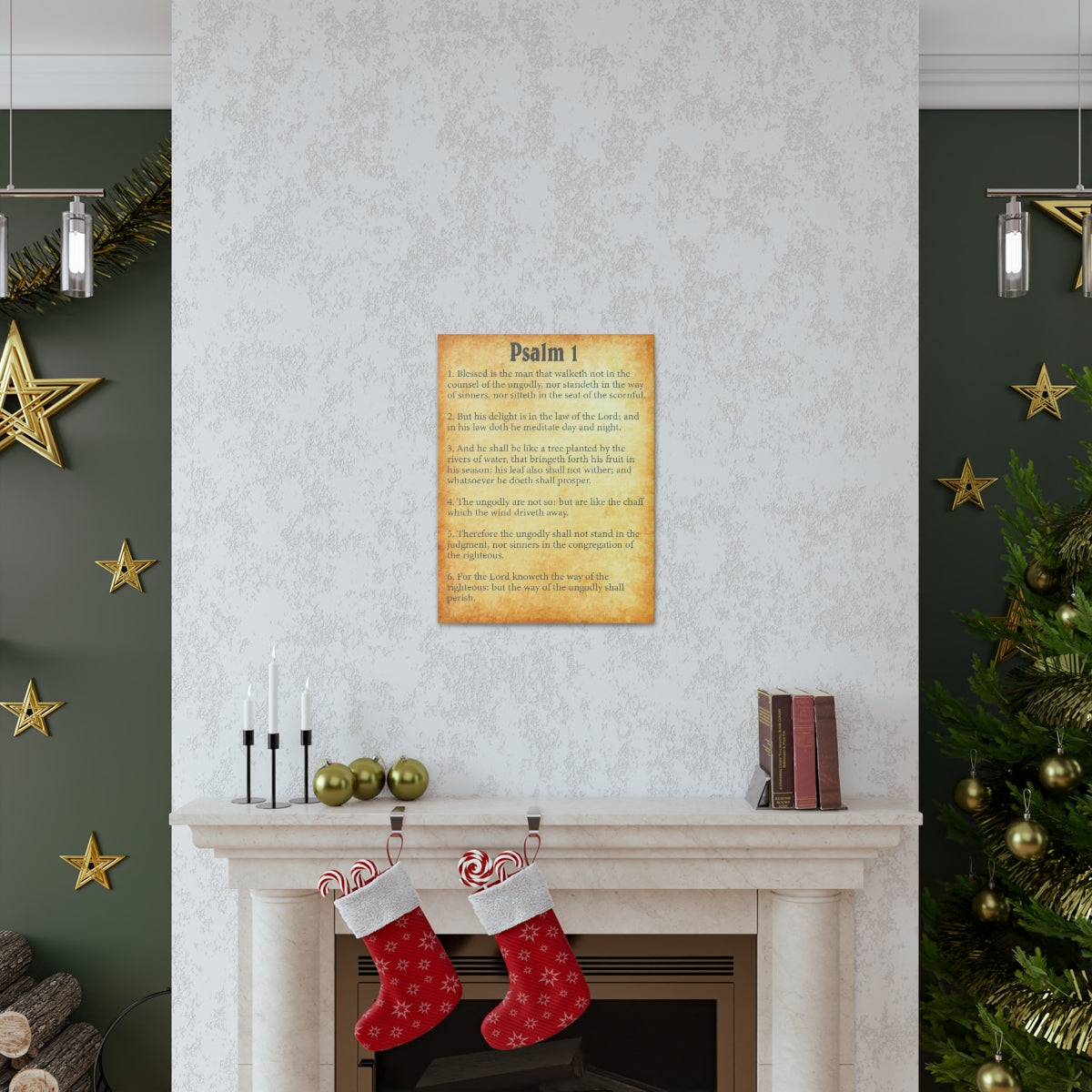 Scripture Walls Psalm 1 Chapter Gold Bible Canvas Christian Wall Art Ready to Hang Unframed-Express Your Love Gifts