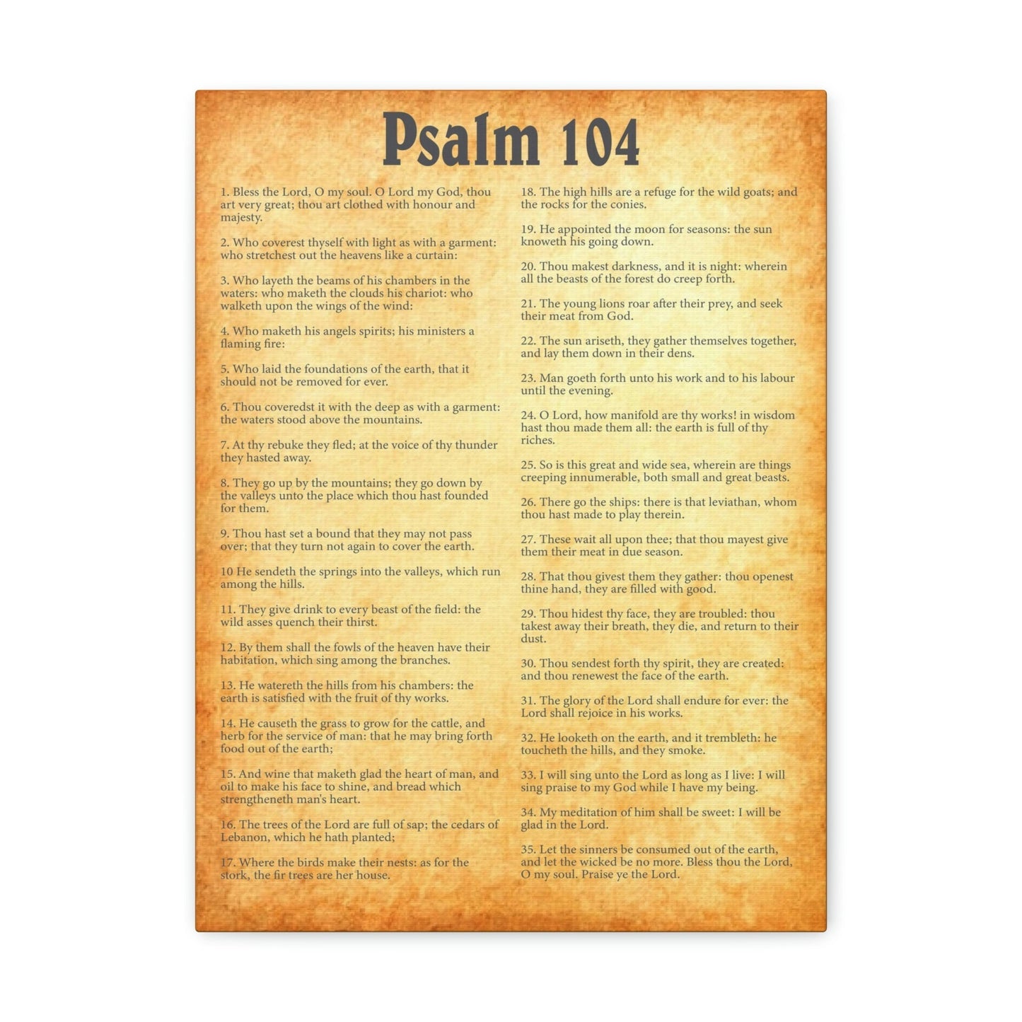 Scripture Walls Psalm 104 Chapter Gold Bible Canvas Christian Wall Art Ready to Hang Unframed-Express Your Love Gifts