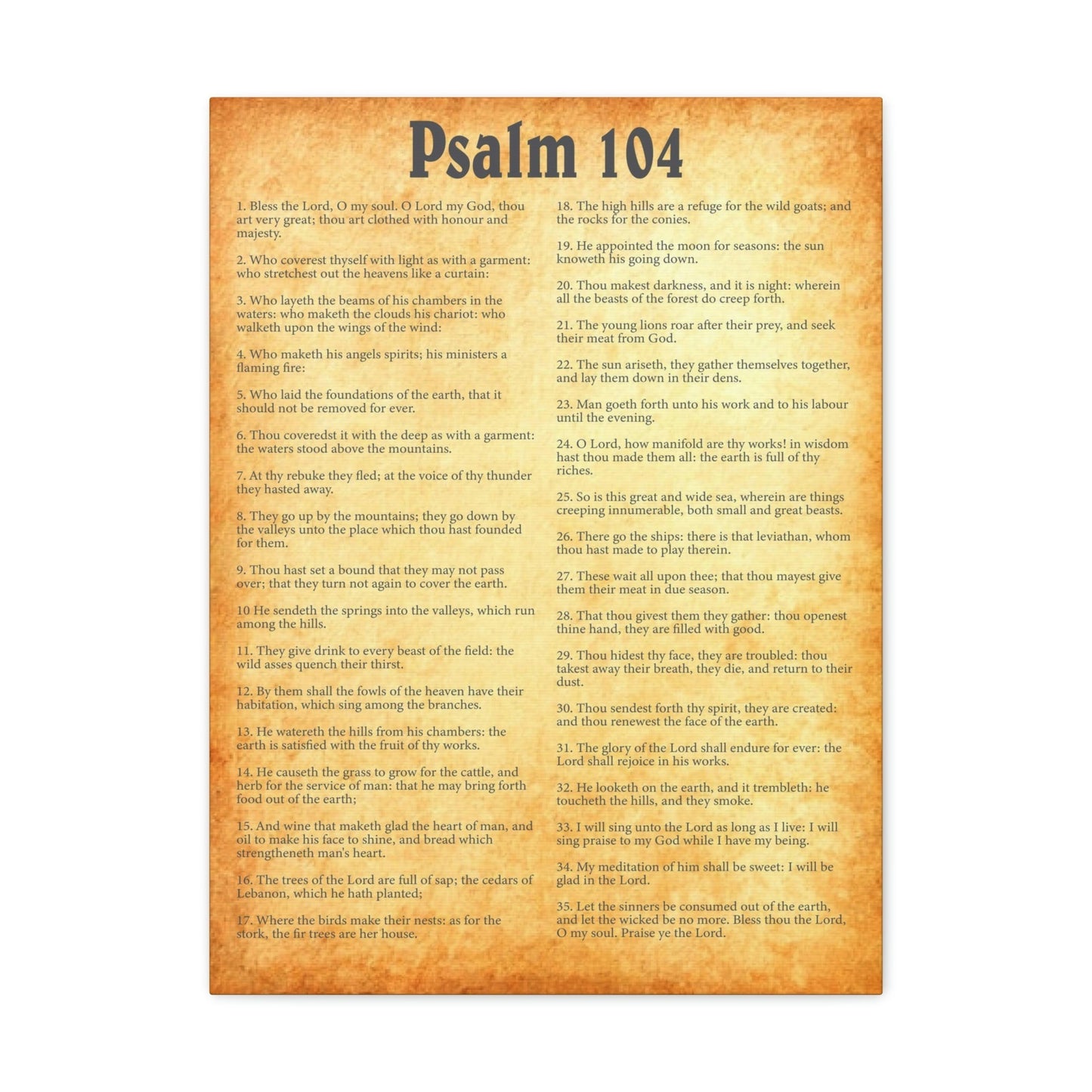 Scripture Walls Psalm 104 Chapter Gold Bible Canvas Christian Wall Art Ready to Hang Unframed-Express Your Love Gifts