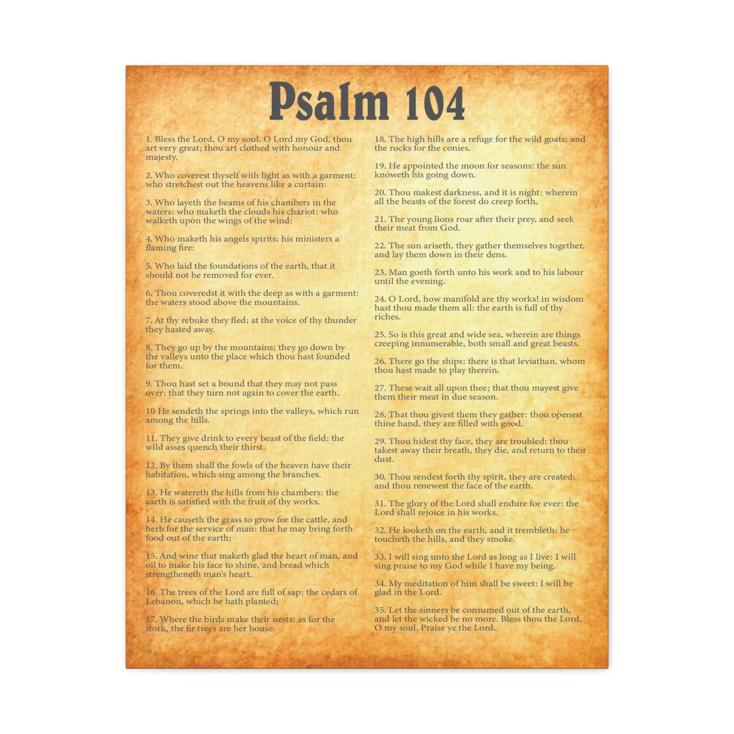 Scripture Walls Psalm 104 Chapter Gold Bible Canvas Christian Wall Art Ready to Hang Unframed-Express Your Love Gifts