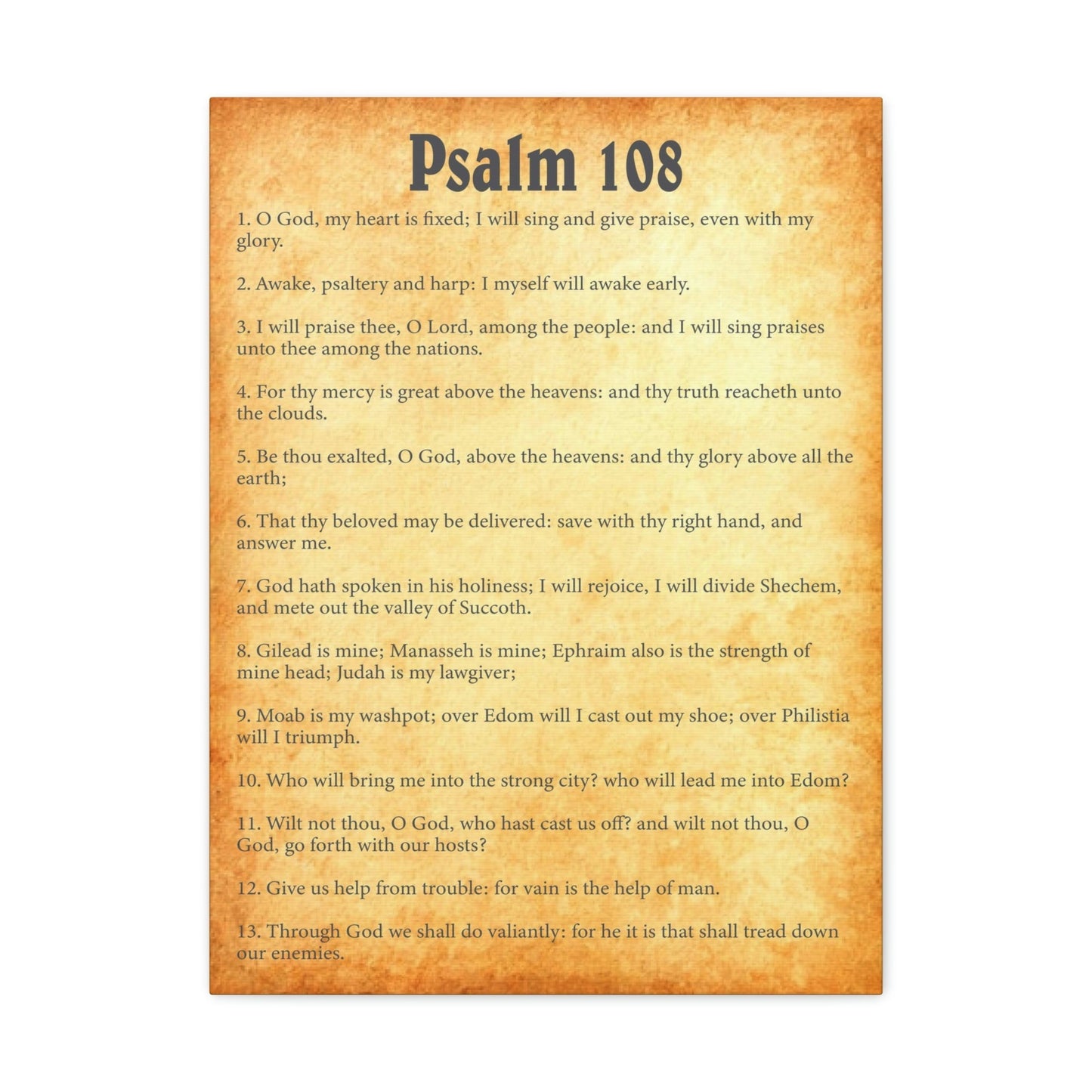 Scripture Walls Psalm 108 Chapter Gold Bible Canvas Christian Wall Art Ready to Hang Unframed-Express Your Love Gifts