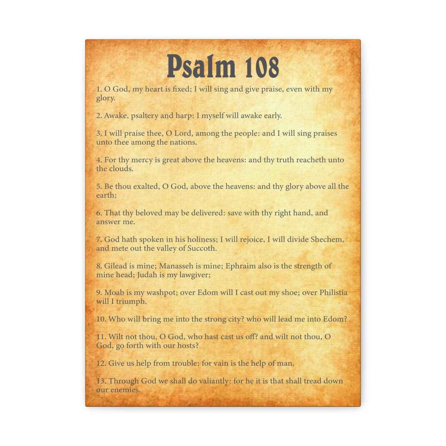 Scripture Walls Psalm 108 Chapter Gold Bible Canvas Christian Wall Art Ready to Hang Unframed-Express Your Love Gifts