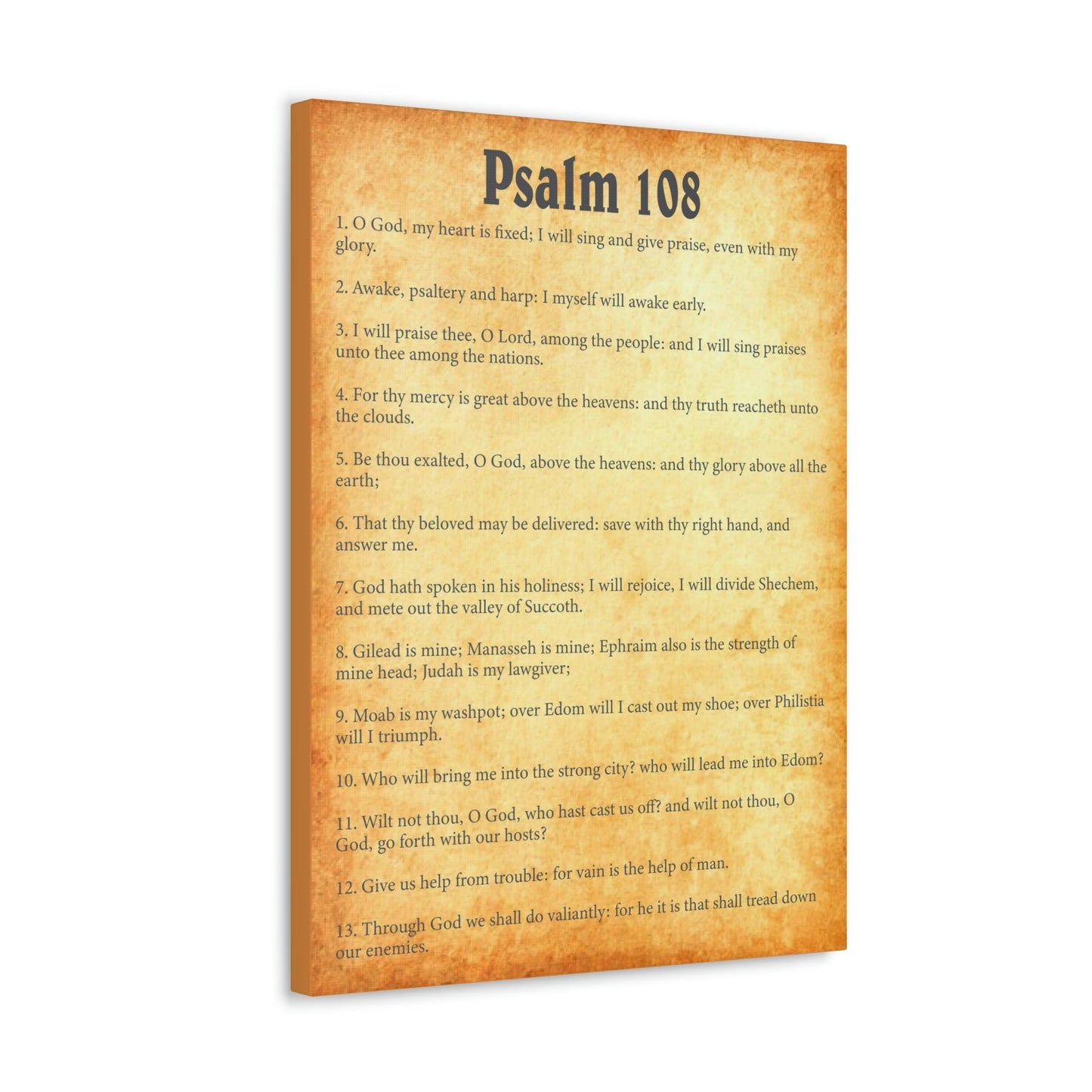 Scripture Walls Psalm 108 Chapter Gold Bible Canvas Christian Wall Art Ready to Hang Unframed-Express Your Love Gifts
