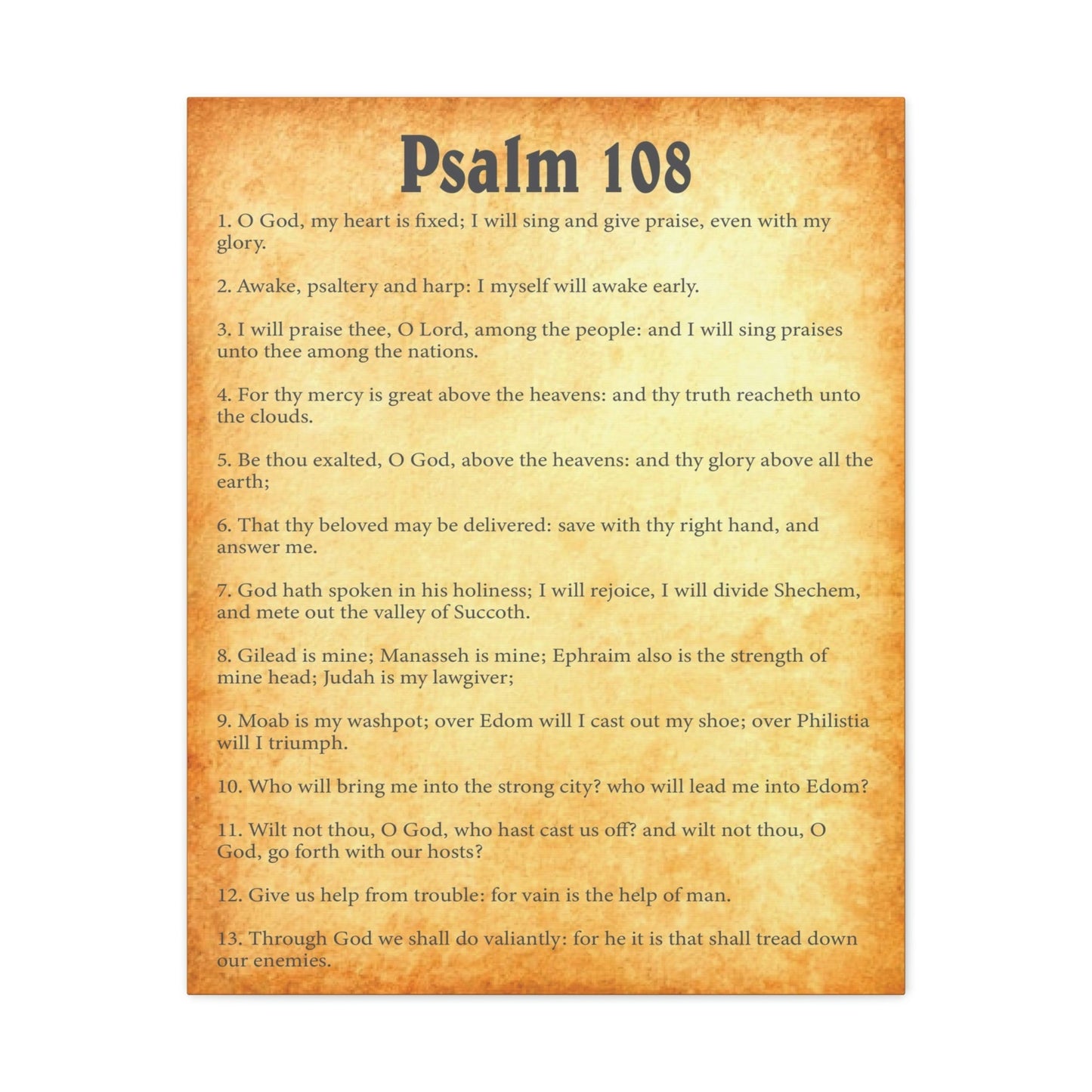 Scripture Walls Psalm 108 Chapter Gold Bible Canvas Christian Wall Art Ready to Hang Unframed-Express Your Love Gifts
