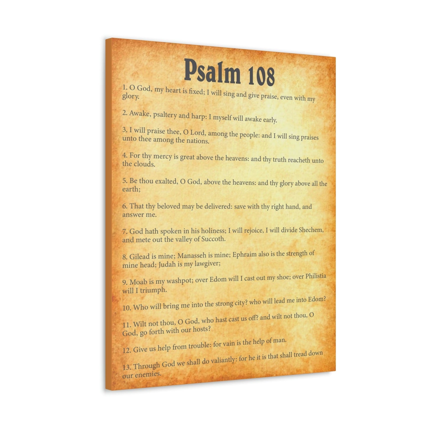 Scripture Walls Psalm 108 Chapter Gold Bible Canvas Christian Wall Art Ready to Hang Unframed-Express Your Love Gifts