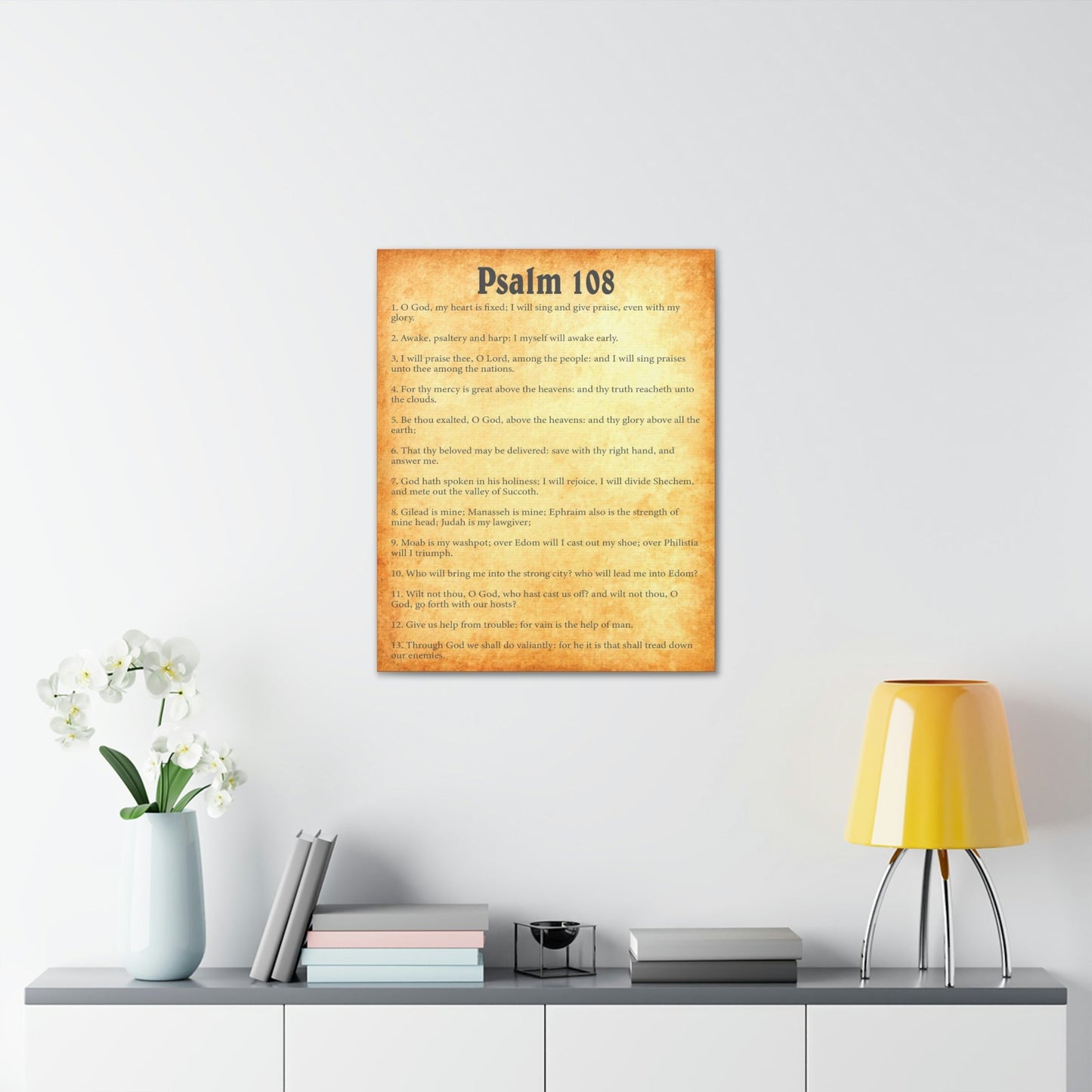 Scripture Walls Psalm 108 Chapter Gold Bible Canvas Christian Wall Art Ready to Hang Unframed-Express Your Love Gifts