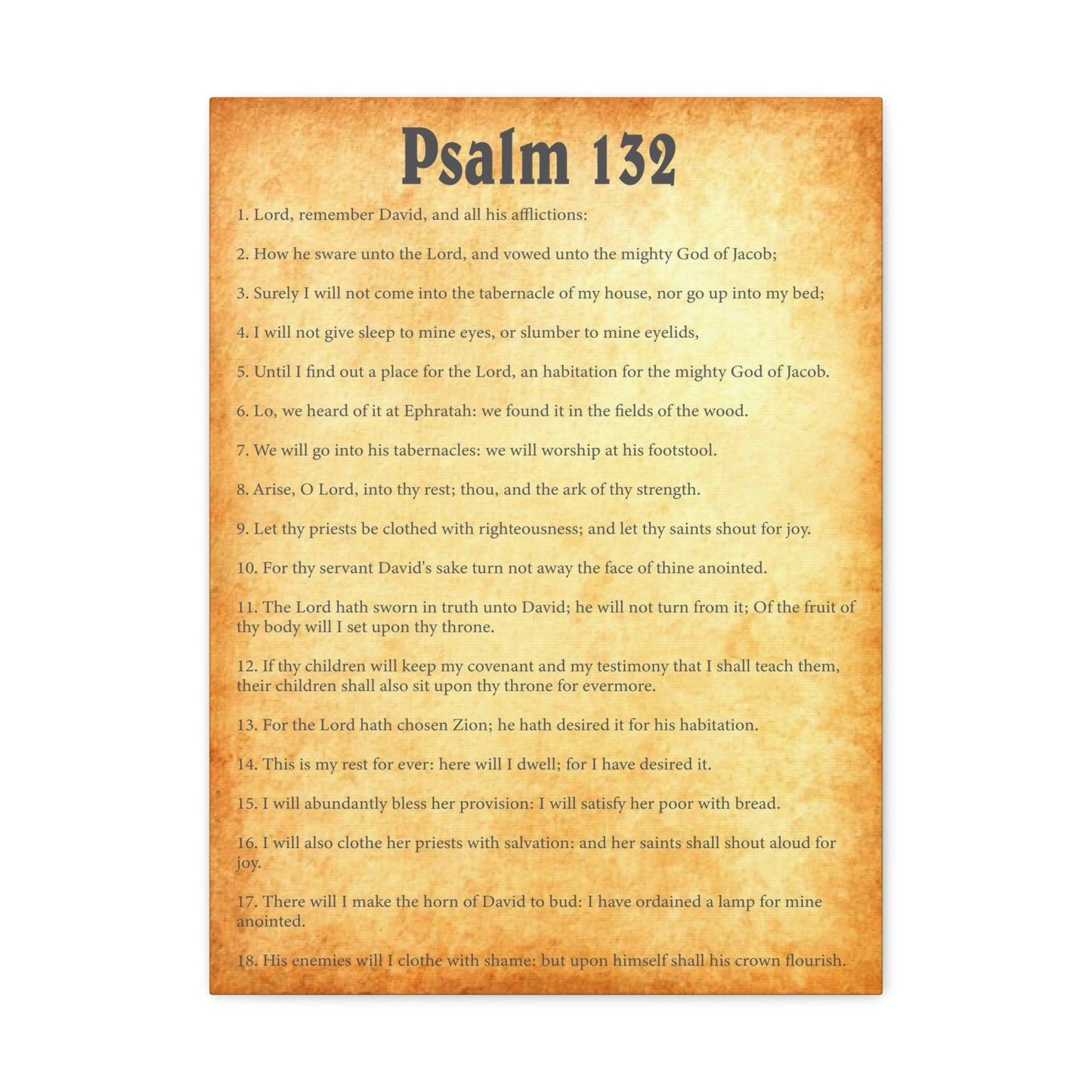 Scripture Walls Psalm 132 Chapter Gold Bible Canvas Christian Wall Art Ready to Hang Unframed-Express Your Love Gifts
