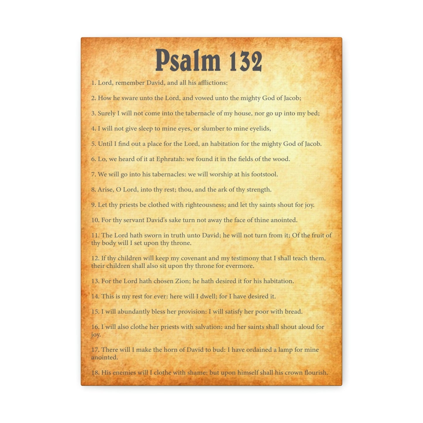 Scripture Walls Psalm 132 Chapter Gold Bible Canvas Christian Wall Art Ready to Hang Unframed-Express Your Love Gifts