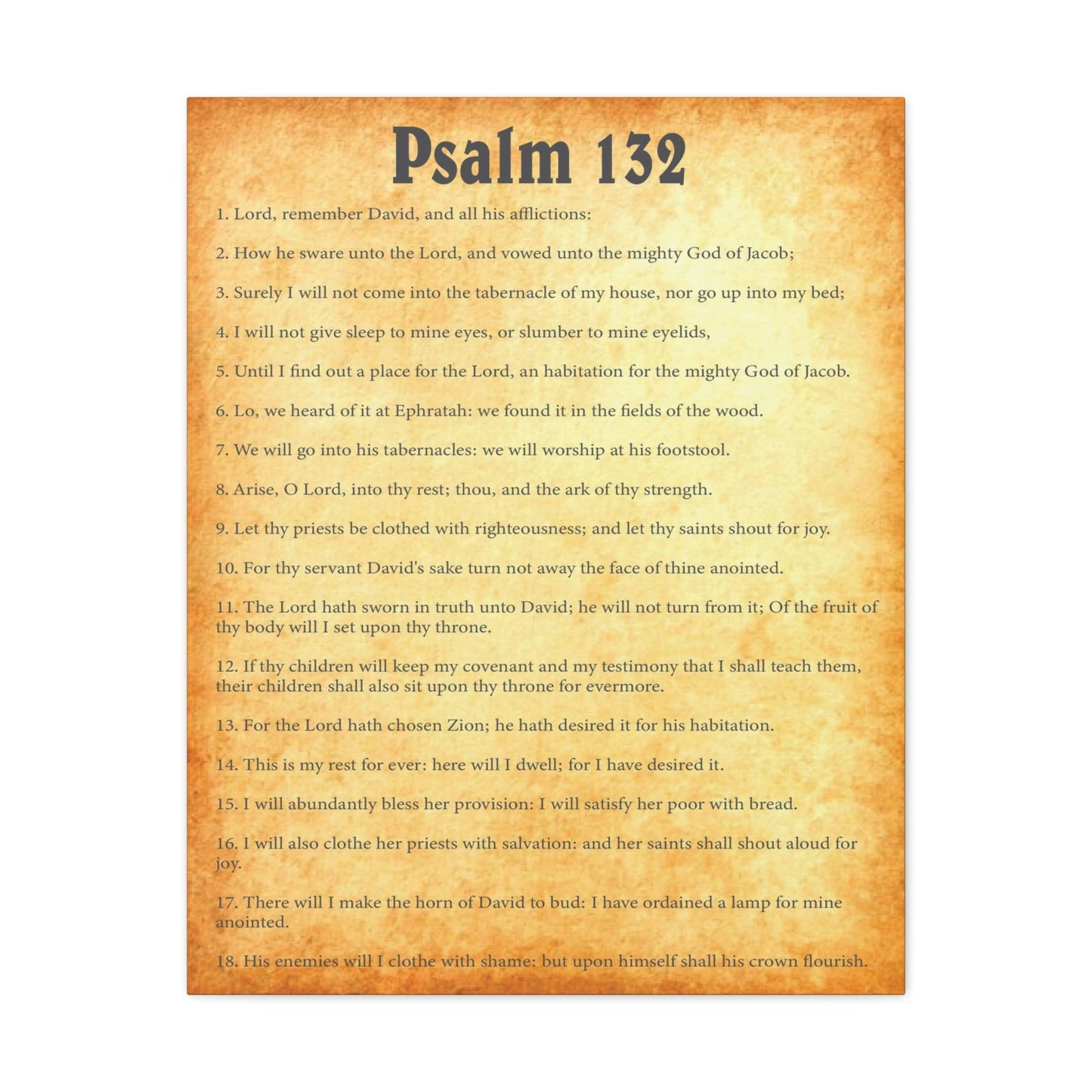 Scripture Walls Psalm 132 Chapter Gold Bible Canvas Christian Wall Art Ready to Hang Unframed-Express Your Love Gifts