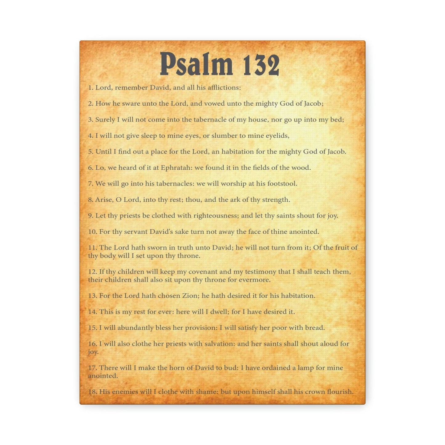Scripture Walls Psalm 132 Chapter Gold Bible Canvas Christian Wall Art Ready to Hang Unframed-Express Your Love Gifts