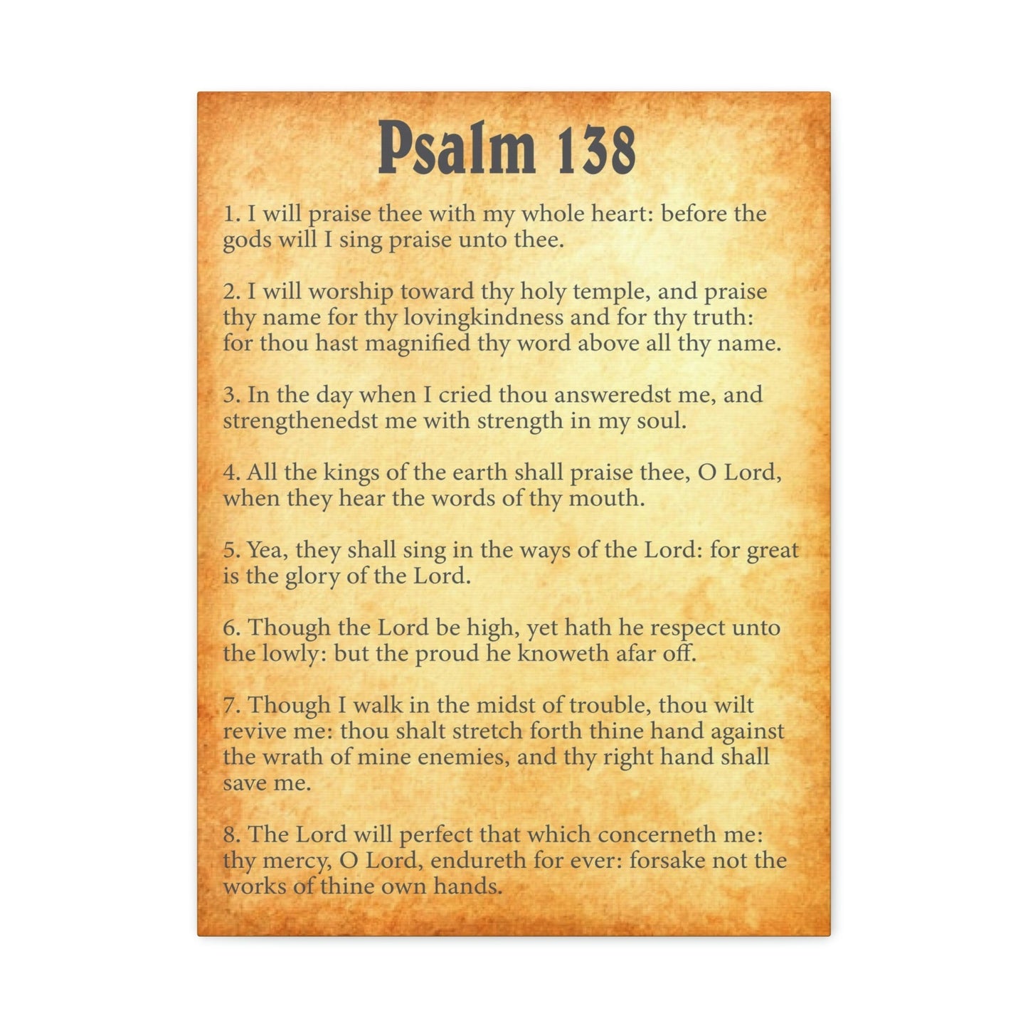 Scripture Walls Psalm 138 Chapter Gold Bible Canvas Christian Wall Art Ready to Hang Unframed-Express Your Love Gifts