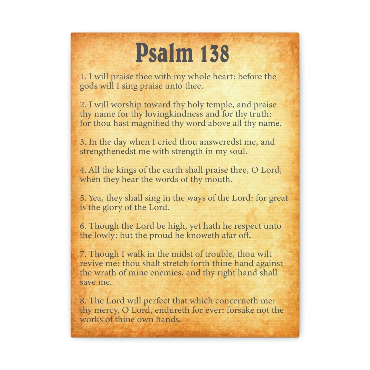 Scripture Walls Psalm 138 Chapter Gold Bible Canvas Christian Wall Art Ready to Hang Unframed-Express Your Love Gifts