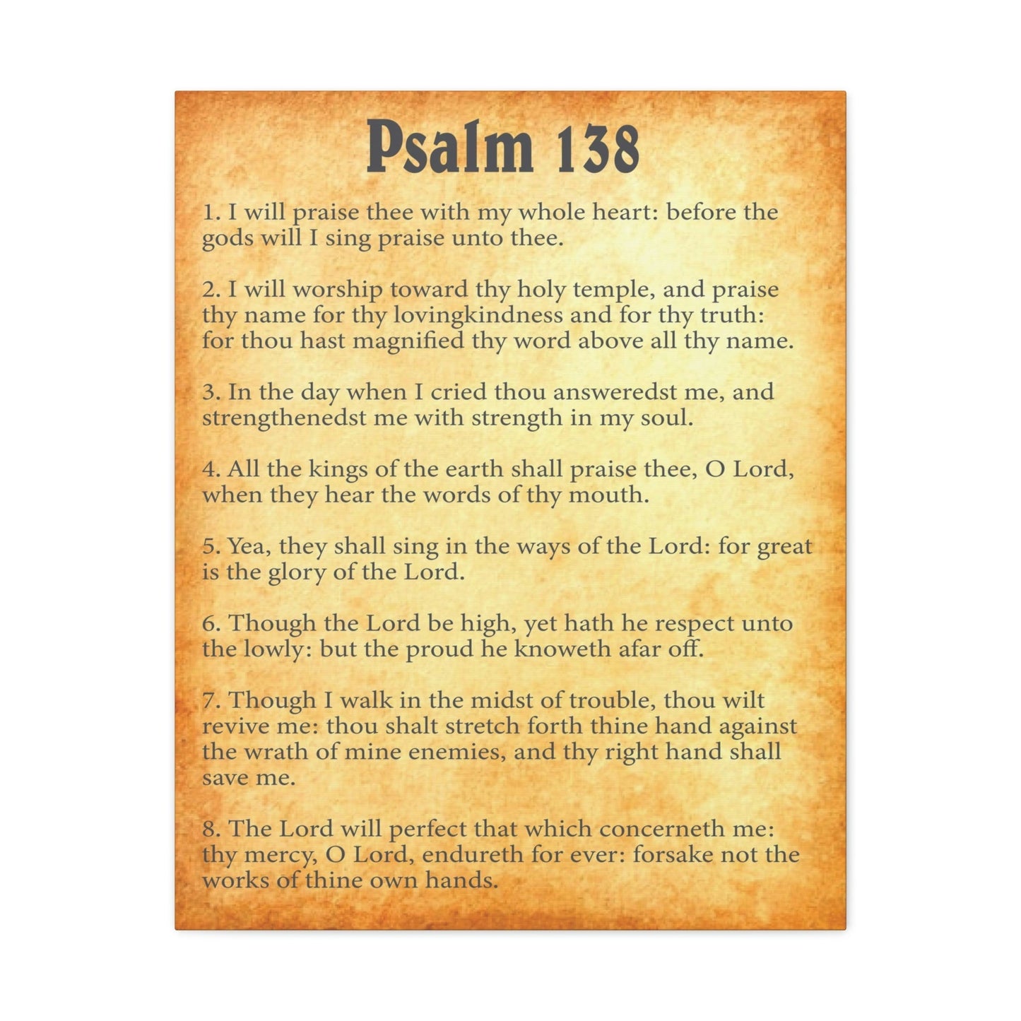 Scripture Walls Psalm 138 Chapter Gold Bible Canvas Christian Wall Art Ready to Hang Unframed-Express Your Love Gifts