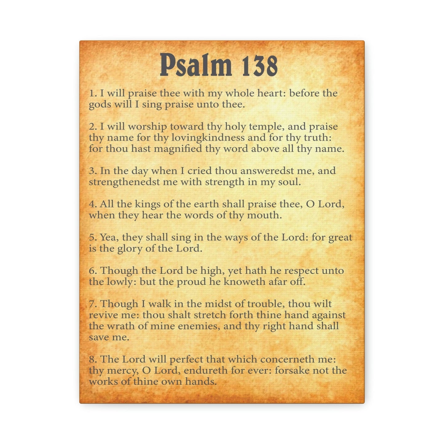 Scripture Walls Psalm 138 Chapter Gold Bible Canvas Christian Wall Art Ready to Hang Unframed-Express Your Love Gifts