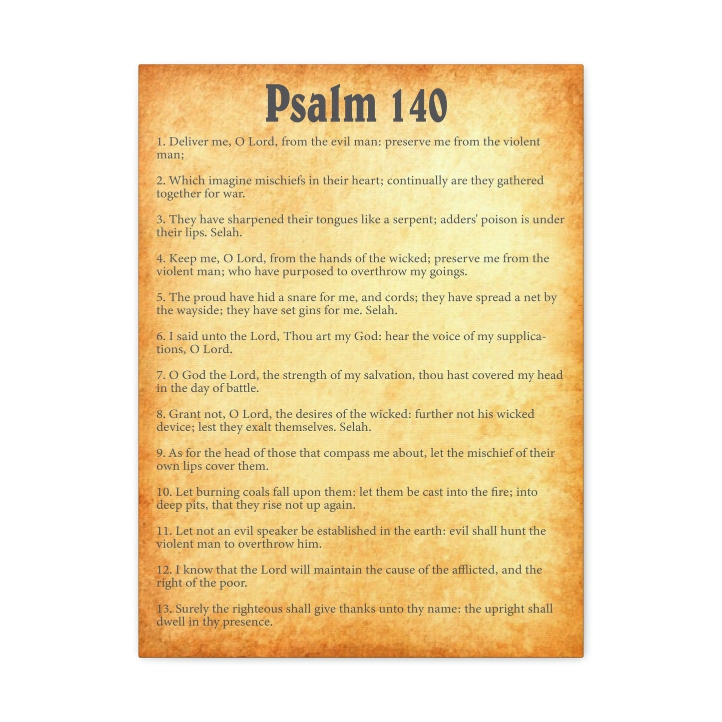 Scripture Walls Psalm 140 Chapter Gold Bible Canvas Christian Wall Art Ready to Hang Unframed-Express Your Love Gifts