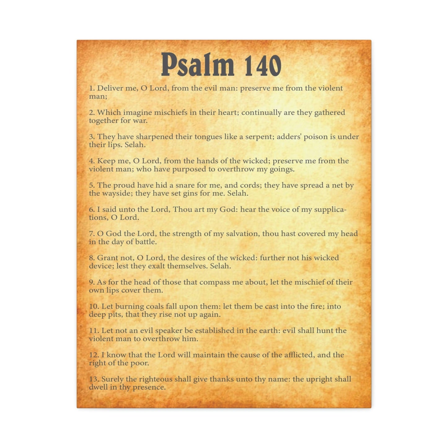 Scripture Walls Psalm 140 Chapter Gold Bible Canvas Christian Wall Art Ready to Hang Unframed-Express Your Love Gifts