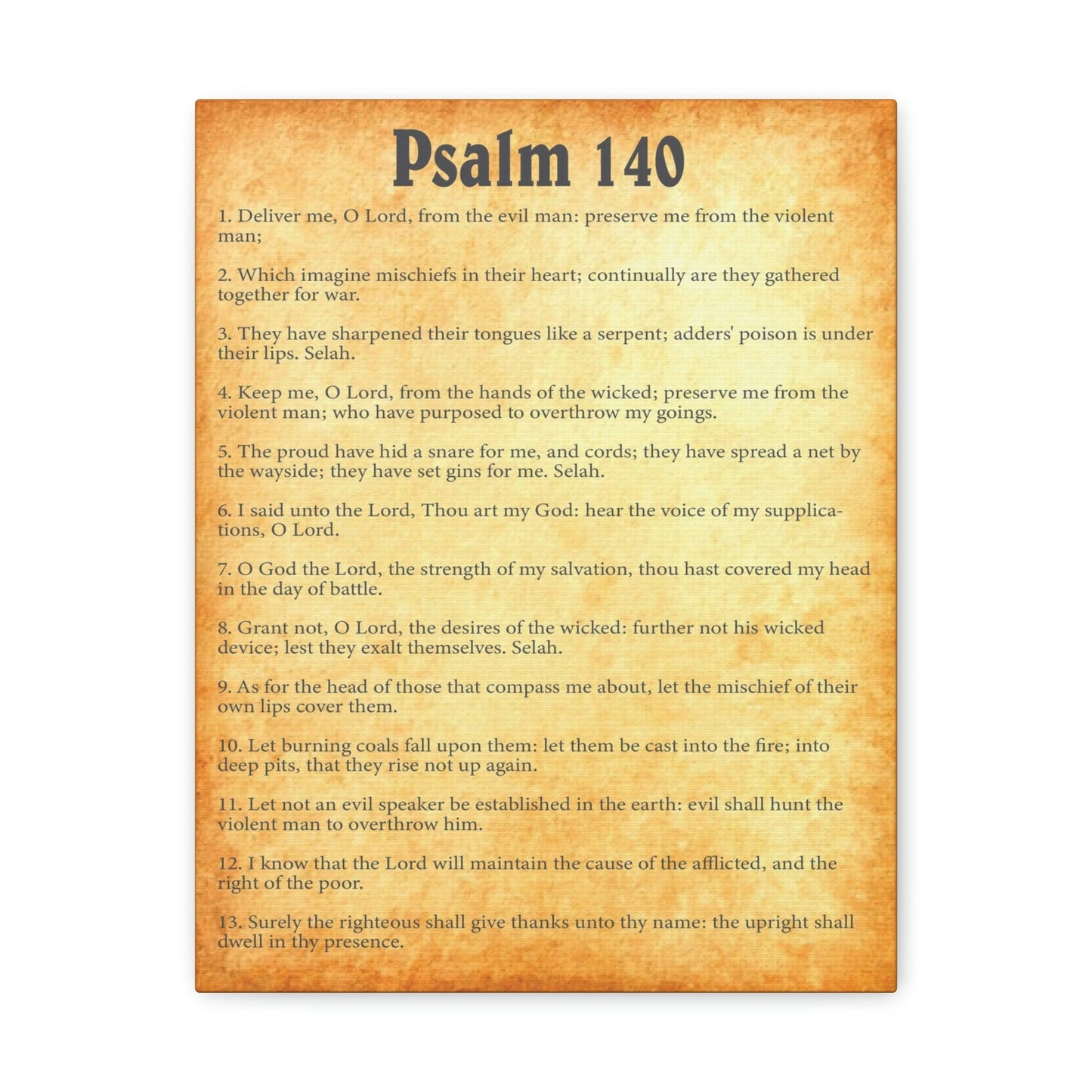 Scripture Walls Psalm 140 Chapter Gold Bible Canvas Christian Wall Art Ready to Hang Unframed-Express Your Love Gifts