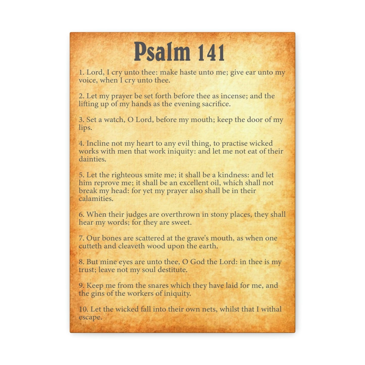 Scripture Walls Psalm 141 Chapter Gold Bible Canvas Christian Wall Art Ready to Hang Unframed-Express Your Love Gifts