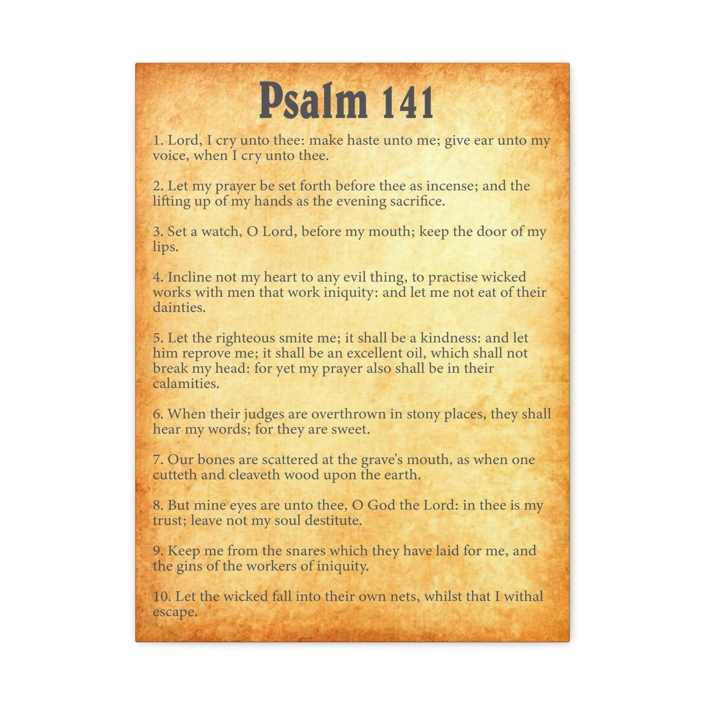 Scripture Walls Psalm 141 Chapter Gold Bible Canvas Christian Wall Art Ready to Hang Unframed-Express Your Love Gifts