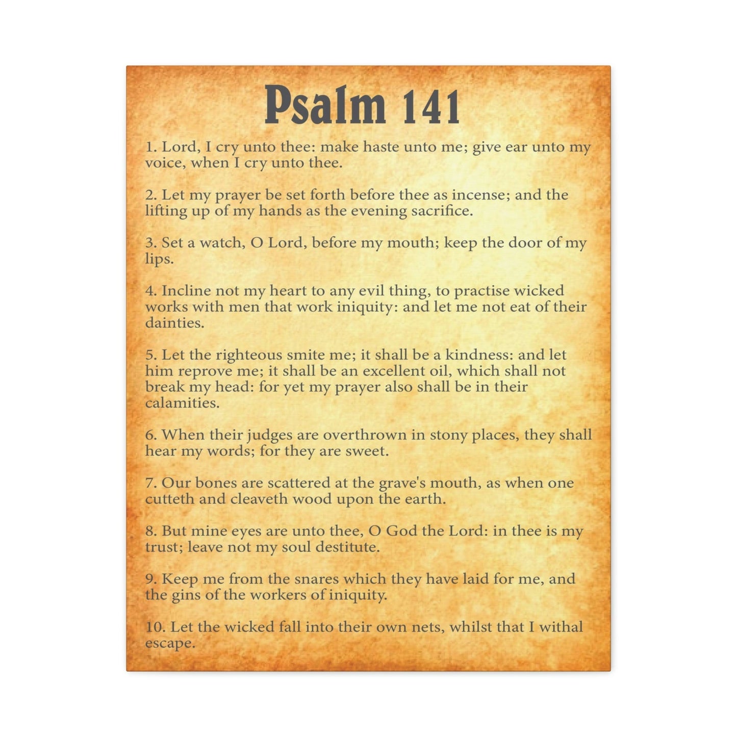 Scripture Walls Psalm 141 Chapter Gold Bible Canvas Christian Wall Art Ready to Hang Unframed-Express Your Love Gifts