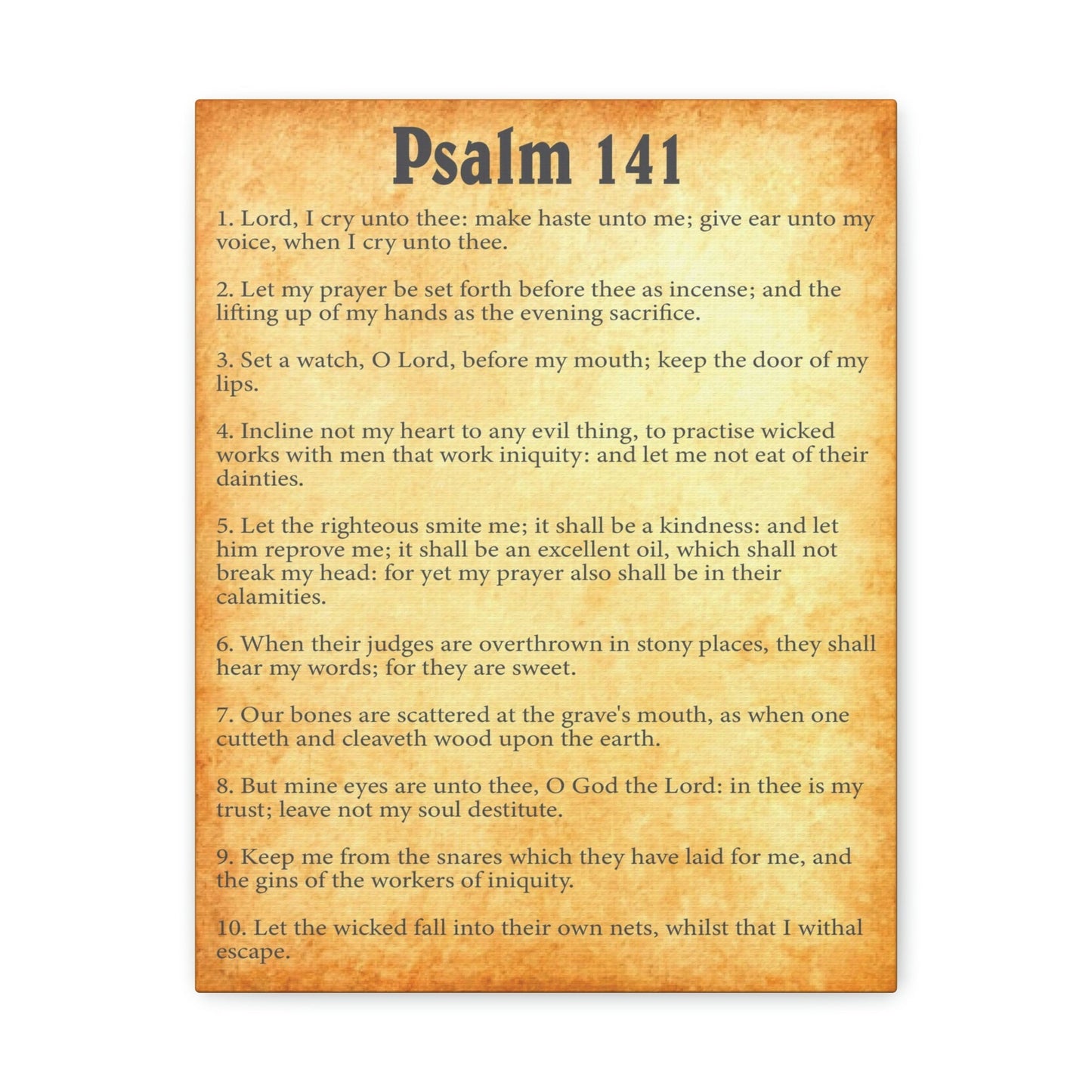 Scripture Walls Psalm 141 Chapter Gold Bible Canvas Christian Wall Art Ready to Hang Unframed-Express Your Love Gifts